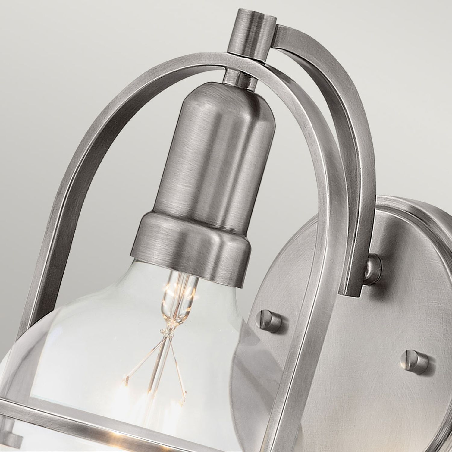 Wandleuchte Metall Glas H: 23,3 cm Nickel gebürstet E27