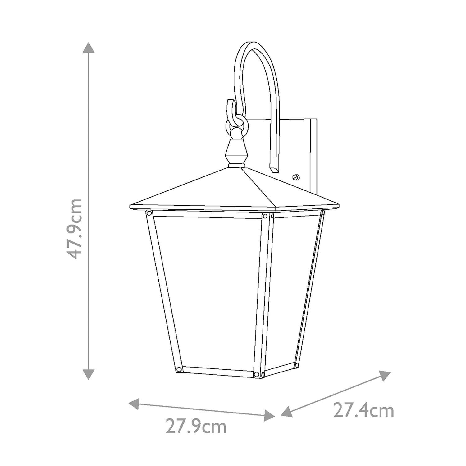 Schwarze Außenleuchte Wand Alu Glas IP44 H: 47,9 cm 2x E14