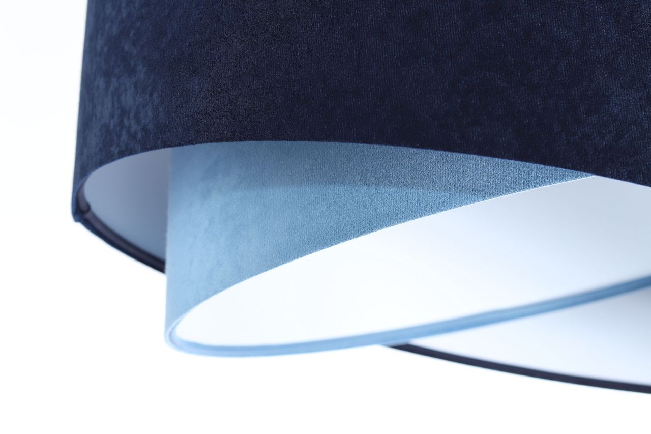 Hängeleuchte Blau E27 rund D: 50 cm Velours Optik Stoff