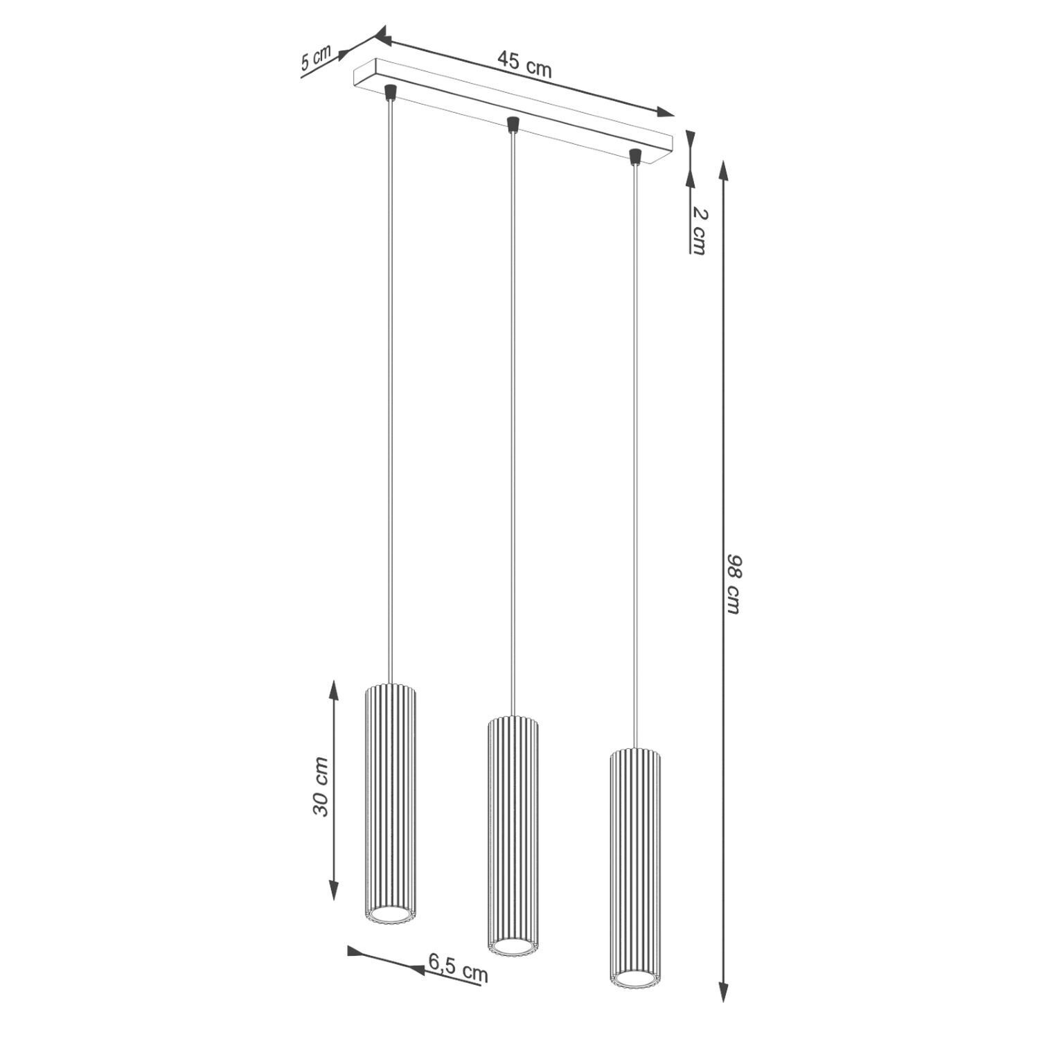 Pendelleuchte 3-flammig GU10 B: 45 cm Schwarz Modern BERTA