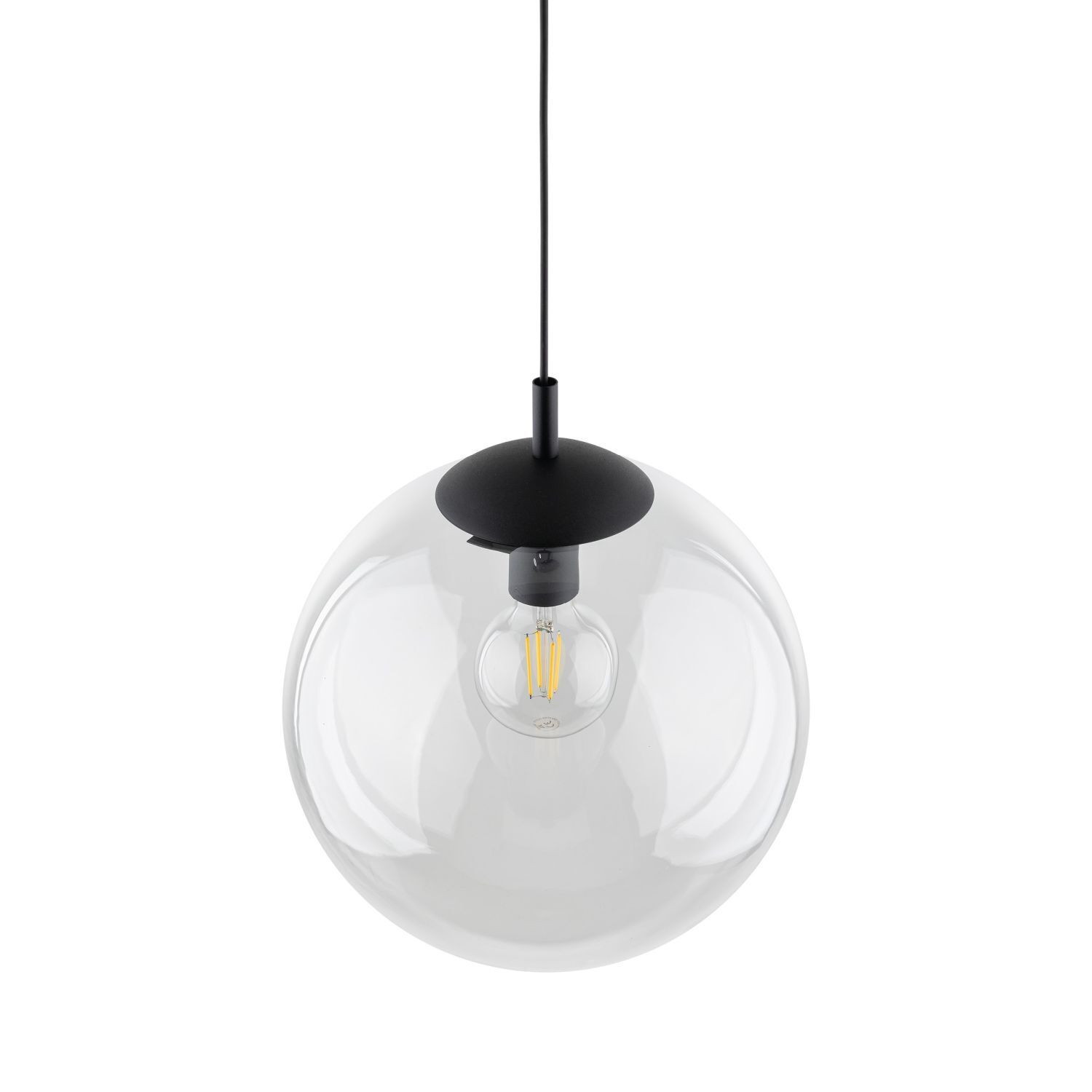 Hängelampe Glas rund Ø 35 cm H: max. 175 cm E27 Kugel Schirm
