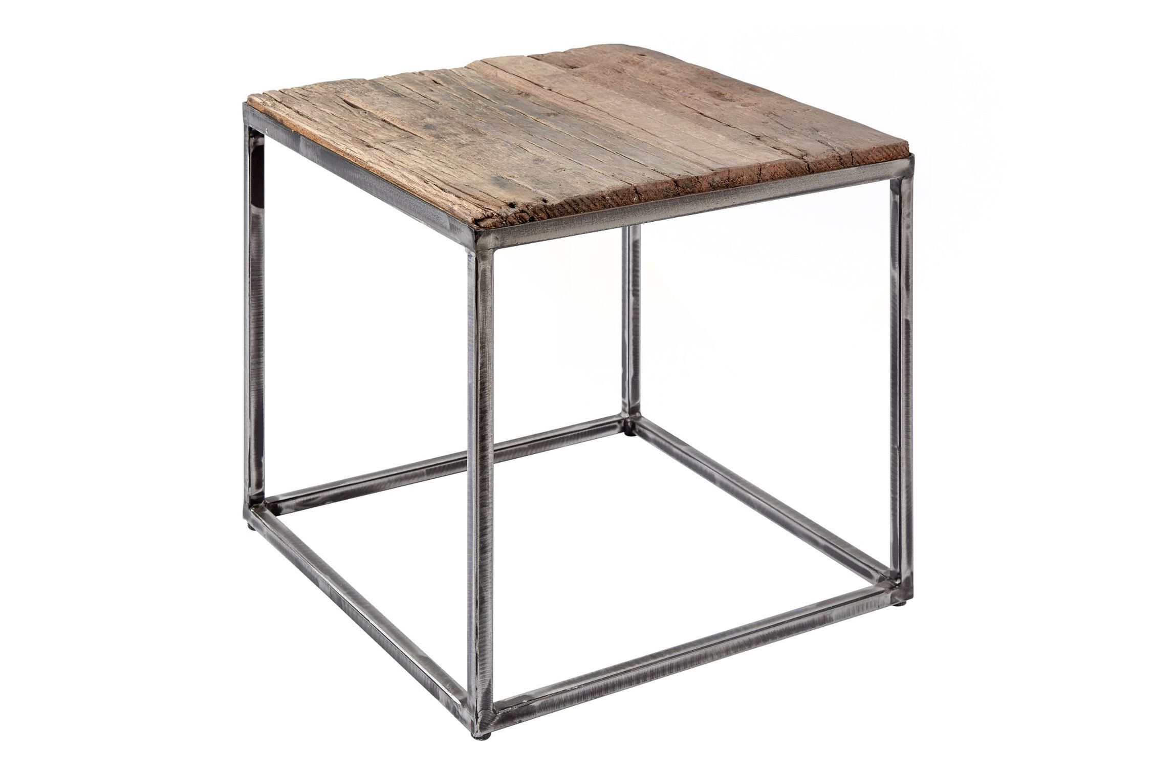 Beistelltisch Recyceltes Holz Metall 40x40 cm Handarbeit