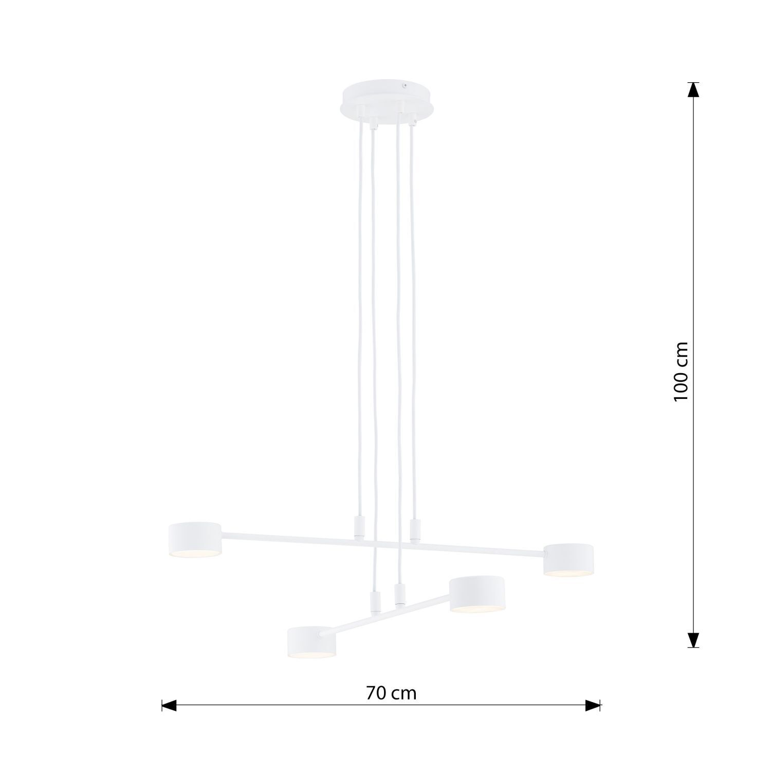 Hängeleuchte Weiß B: 70 cm Metall verstellbar GX53 4-flammig