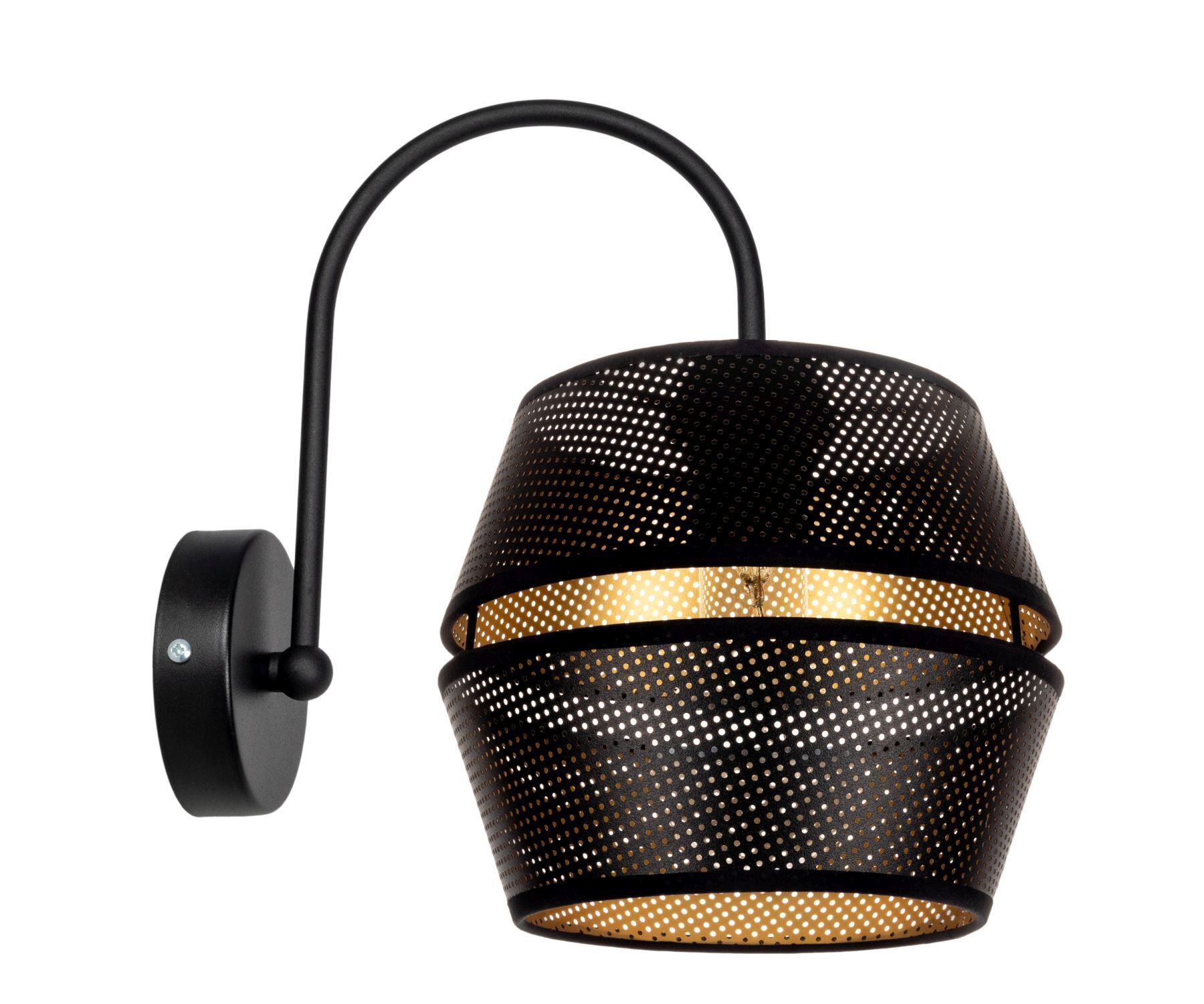 Stilvolle Wandleuchte Metall Schwarz Gold H:25 cm E27 Beleuchtung, Lampe