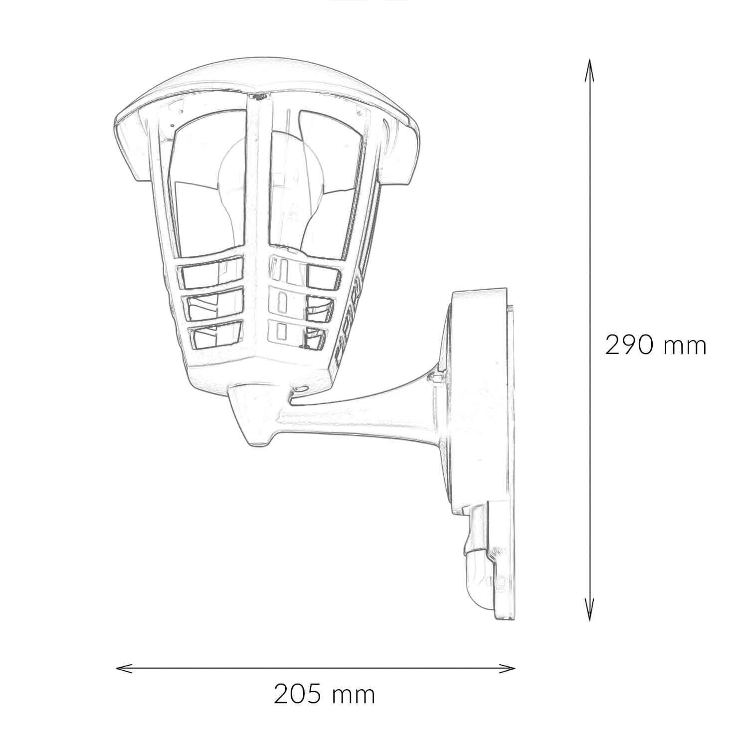 Wandlampe Außen mit Bewegungsmelder IP44 E27 Schwarz