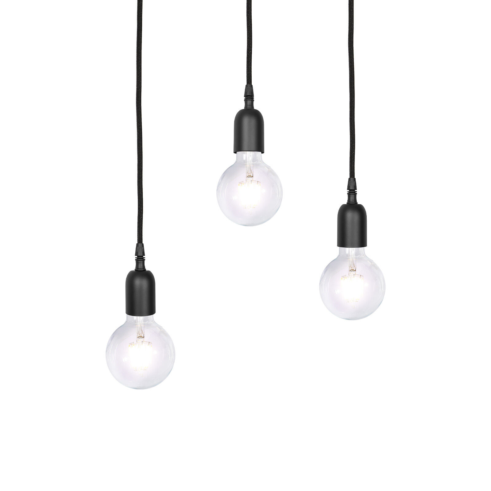 Pendelleuchte Ø 40 cm 3-flammig E27 Schwarz matt verstellbar