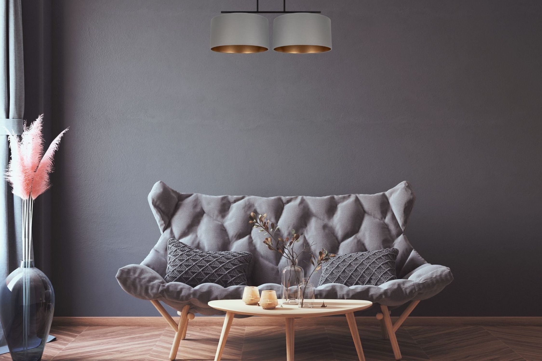 sofa, couch, wohnzimmer, grau, holzbeine