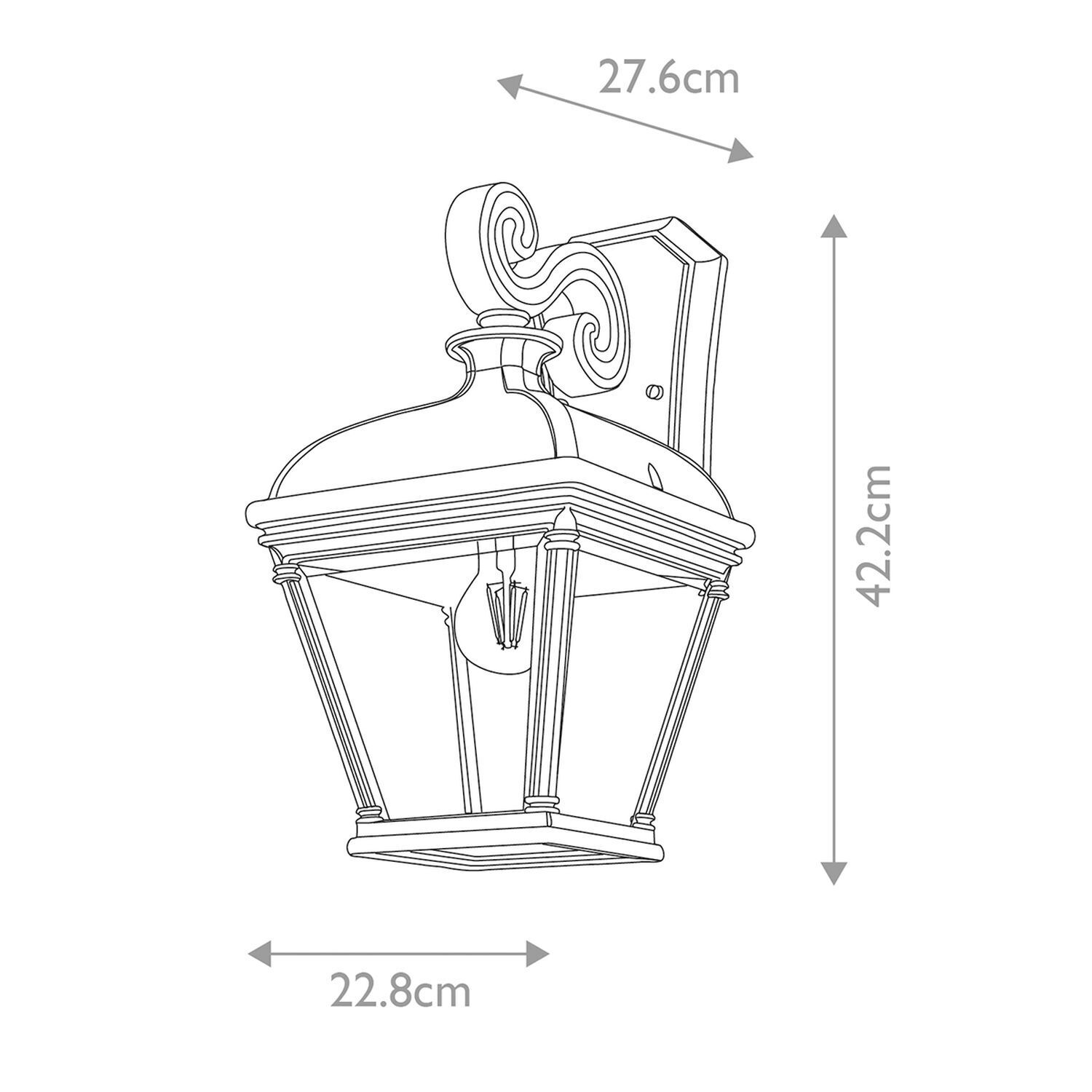 Wandleuchte außen Schwarz 42,2 cm hoch IP44 E27