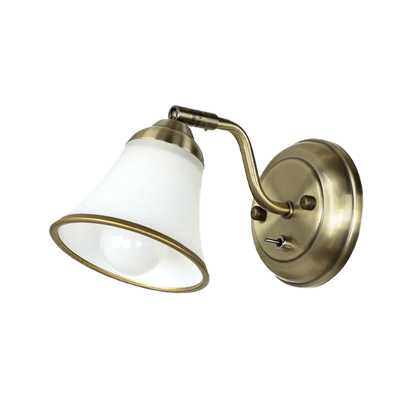 Wandleuchten Bad Wandleuchte, Wandlampe, Bronze, Messing, Glasschirm