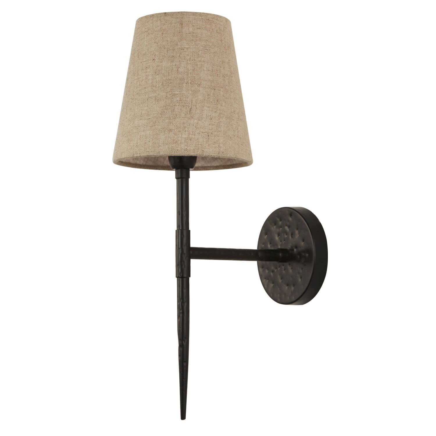 Wandlampe Schwarz Creme H: 43 cm E14 Stoff Metall Rustikal