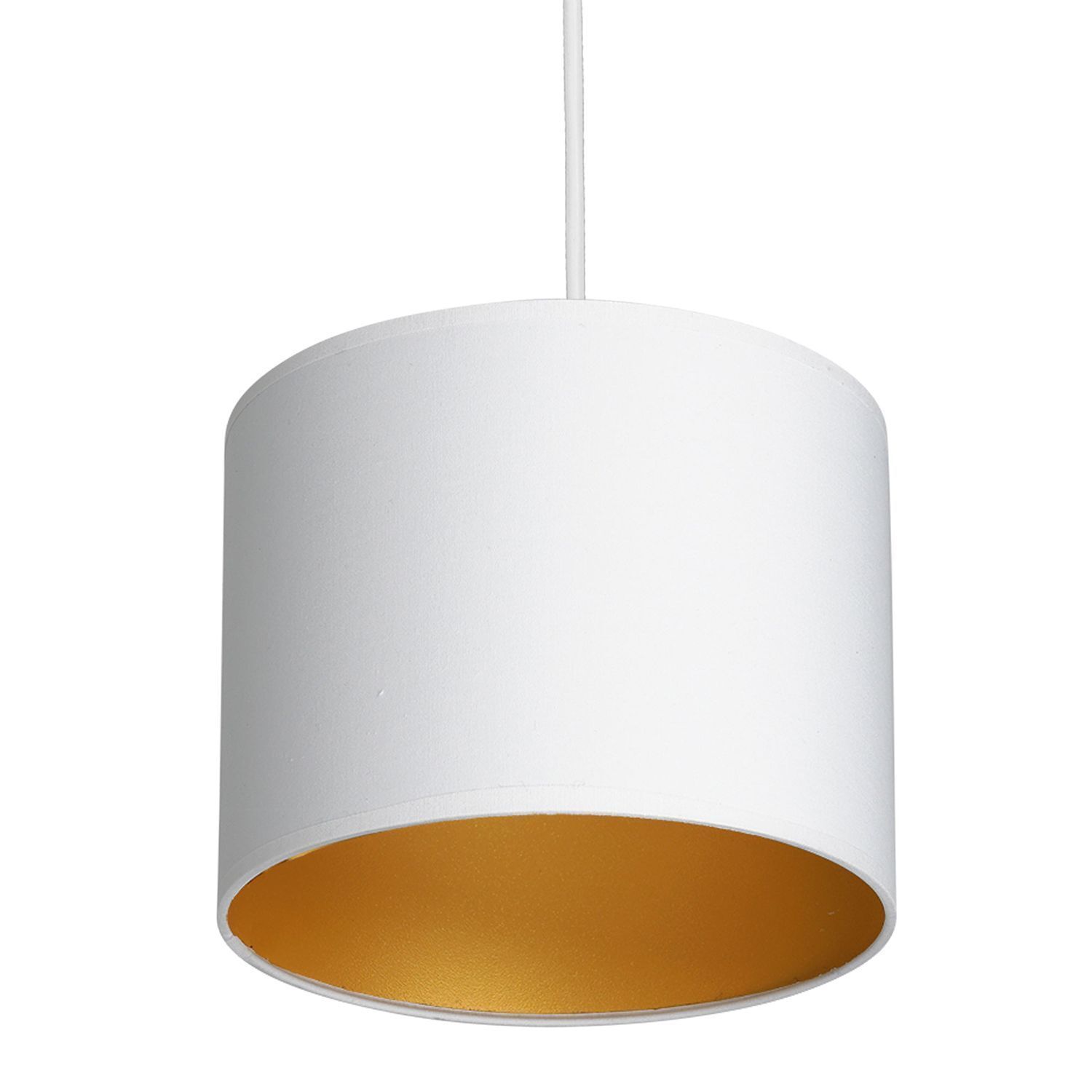 Hängelampe Weiß Gold Stoff Metall L:75 cm blendarm Lampe, Lampenschirm