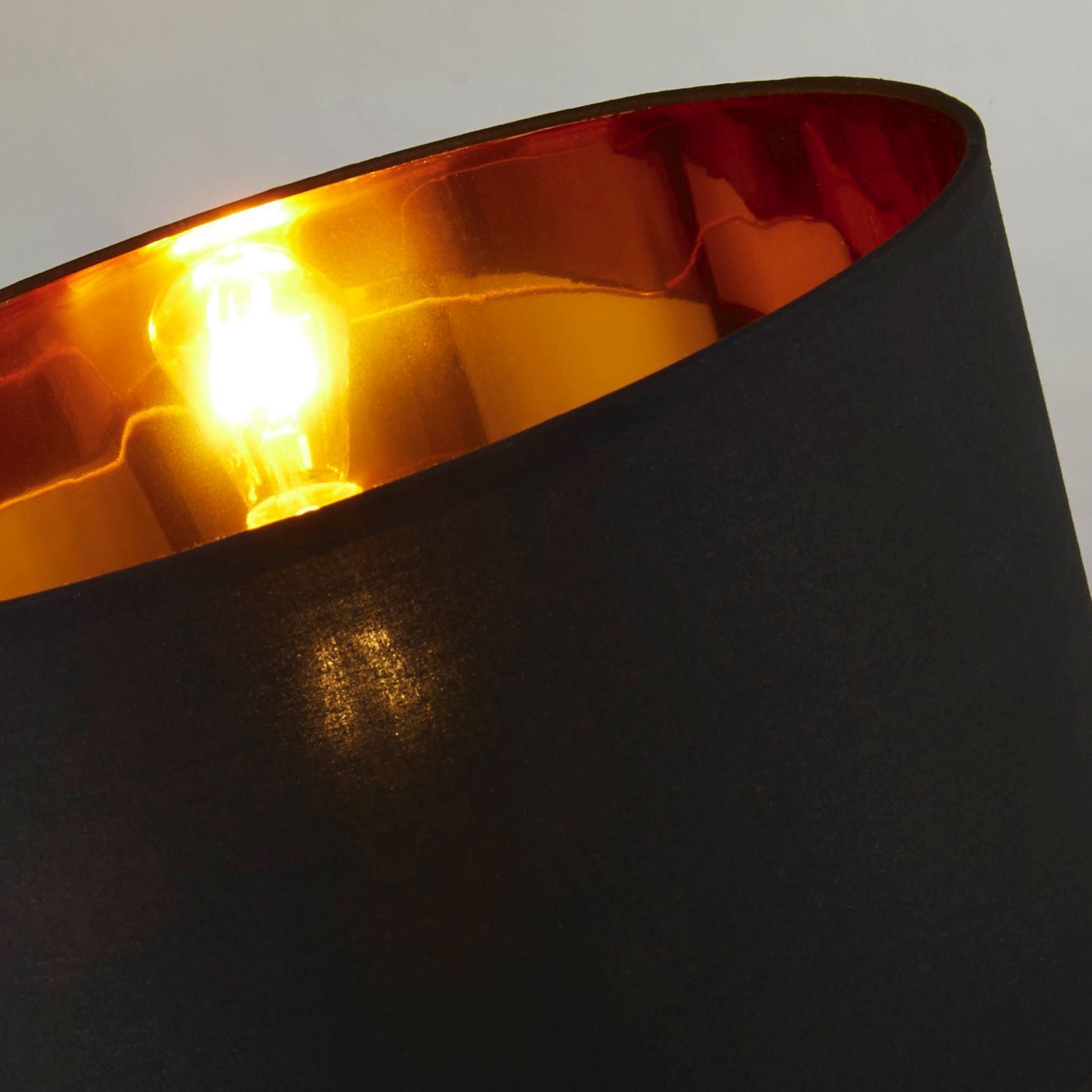 Tischlampe Schwarz Gold 58 cm hoch E27 Metall Stoff