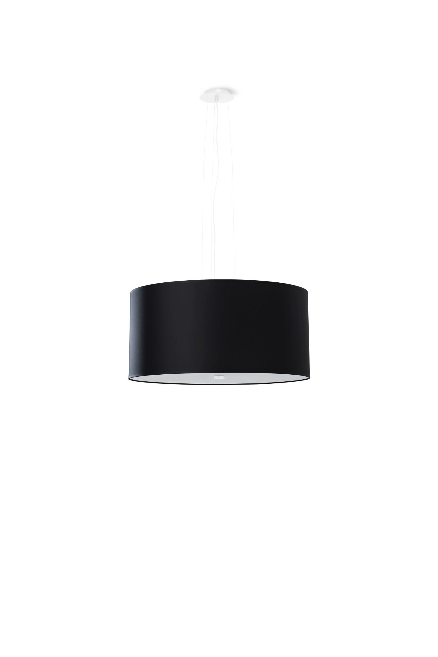 Pendelleuchte Stoff Glas Ø 50 cm Schwarz blendarm rund