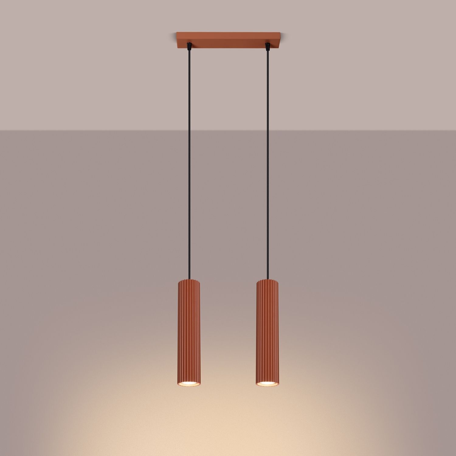 Hängelampe Rot 2-flammig B: 30 cm schmal H: max. 90 cm GU10