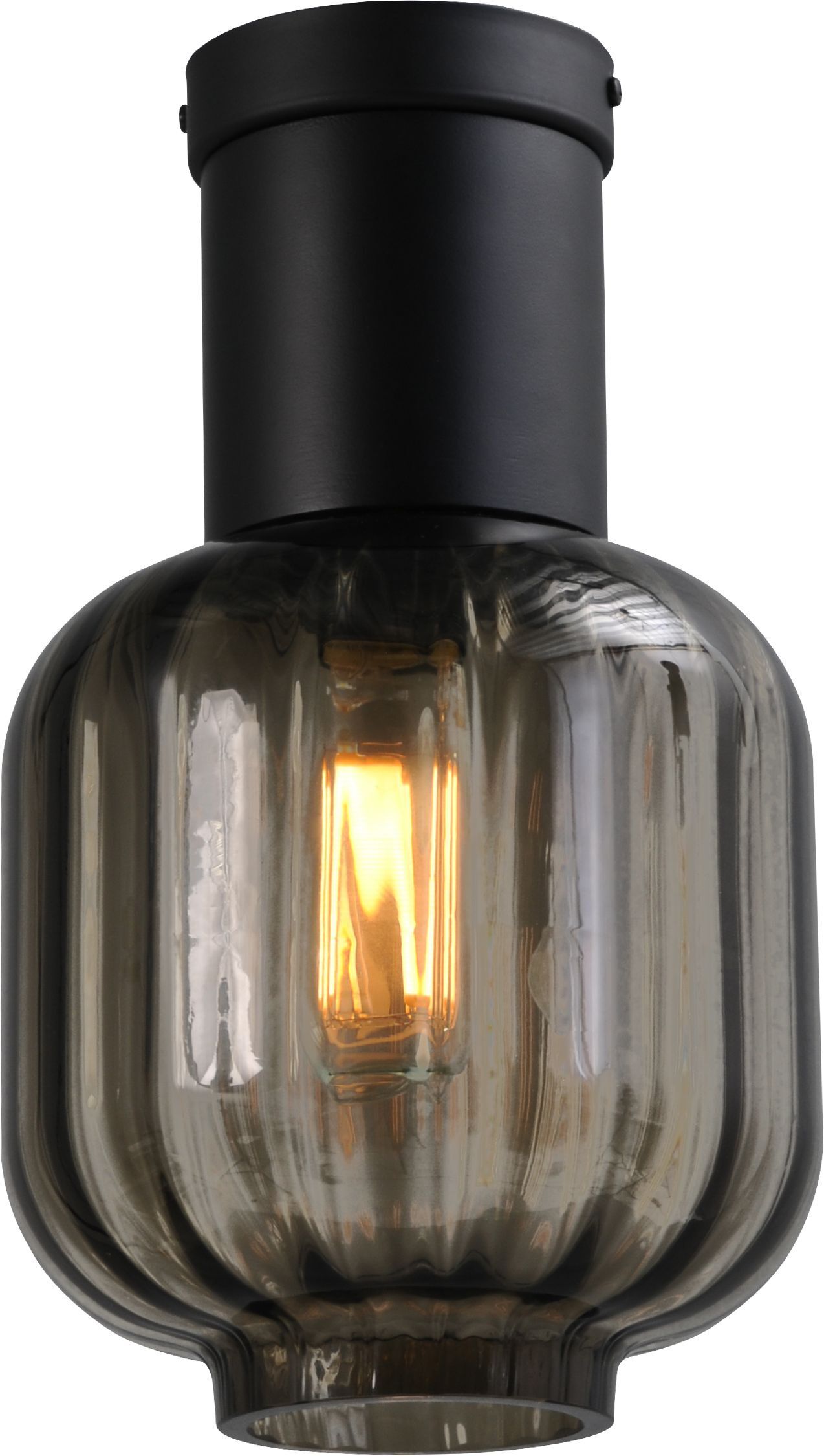 Deckenlampe Schwarz Glas Metall Ø 20 cm E27 Wohnzimmer