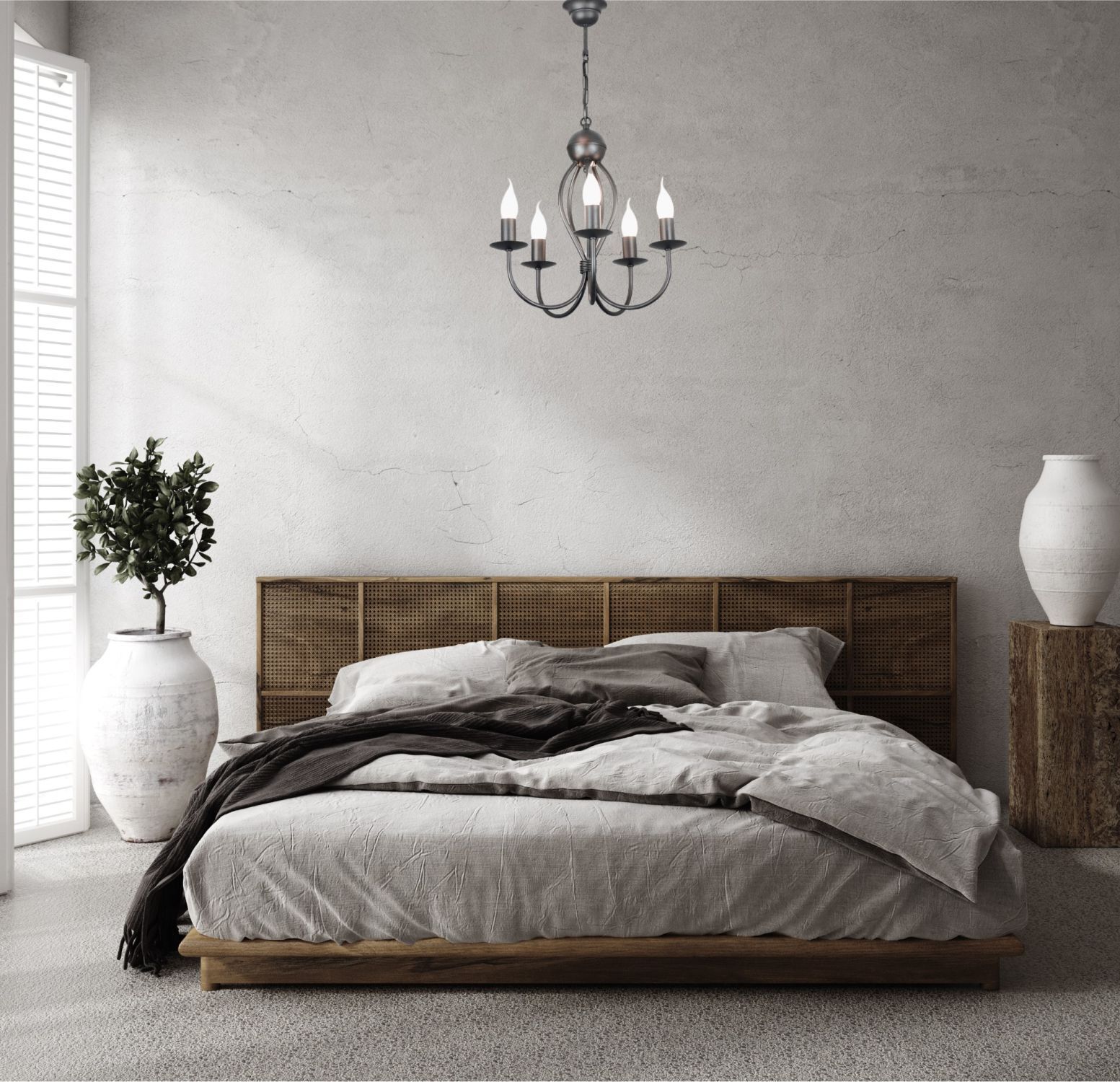 bett, betttisch, bettgestell, lampe, pflanze