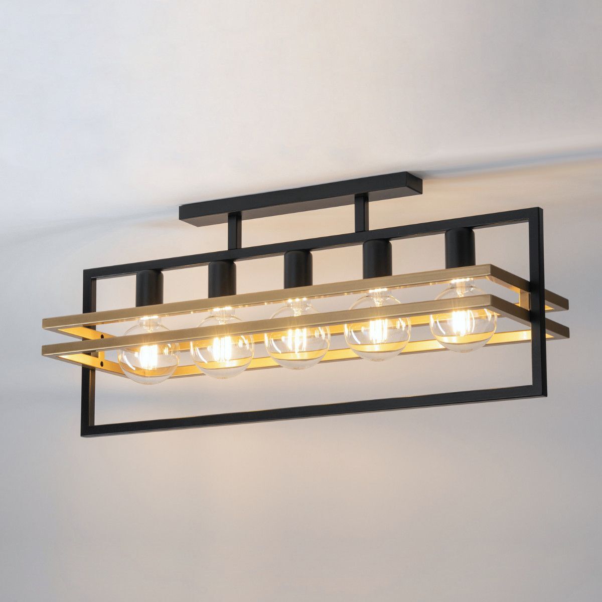 Deckenleuchte Schwarz Gold L:76 cm 5-flammig E27