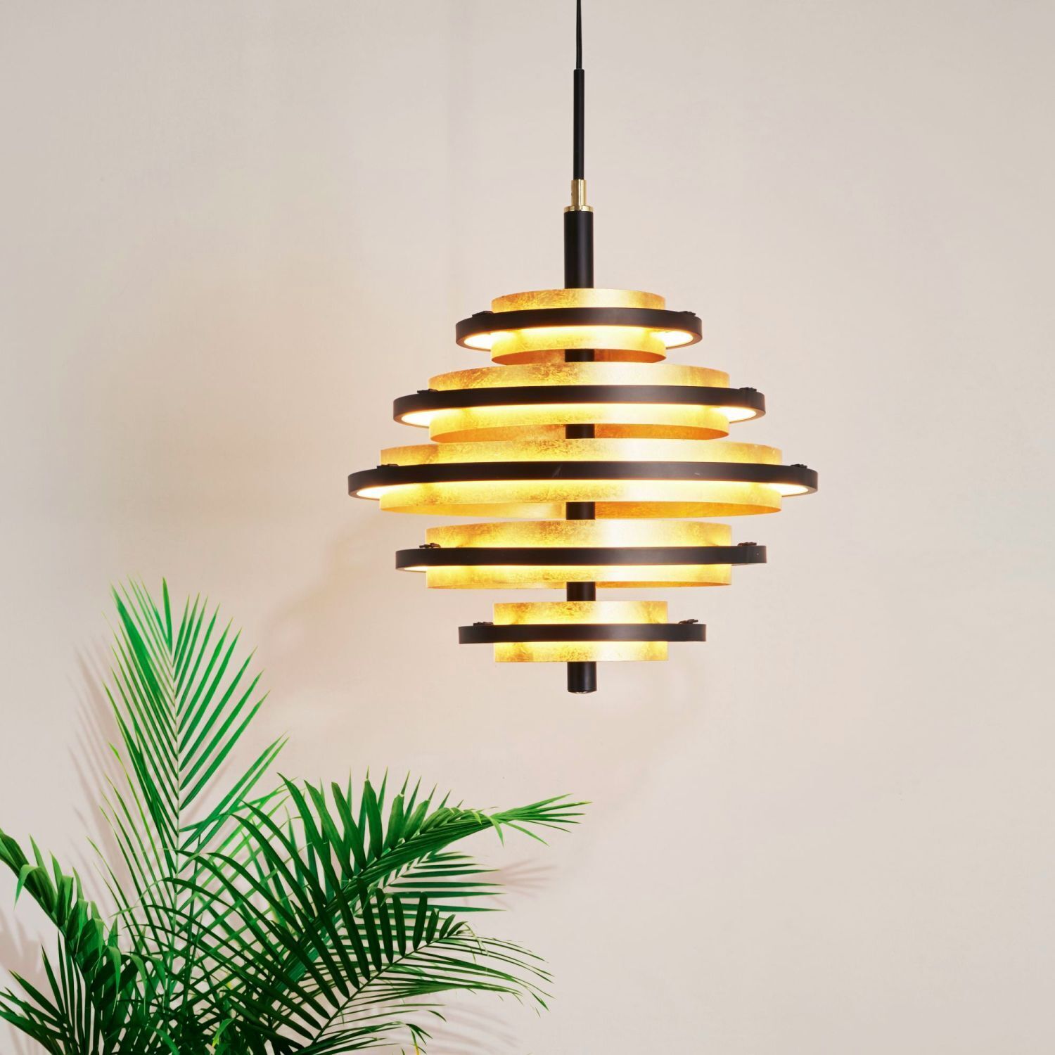 LED Hängeleuchte Schwarz Gold 2700 K rund Ø 40 cm Metall