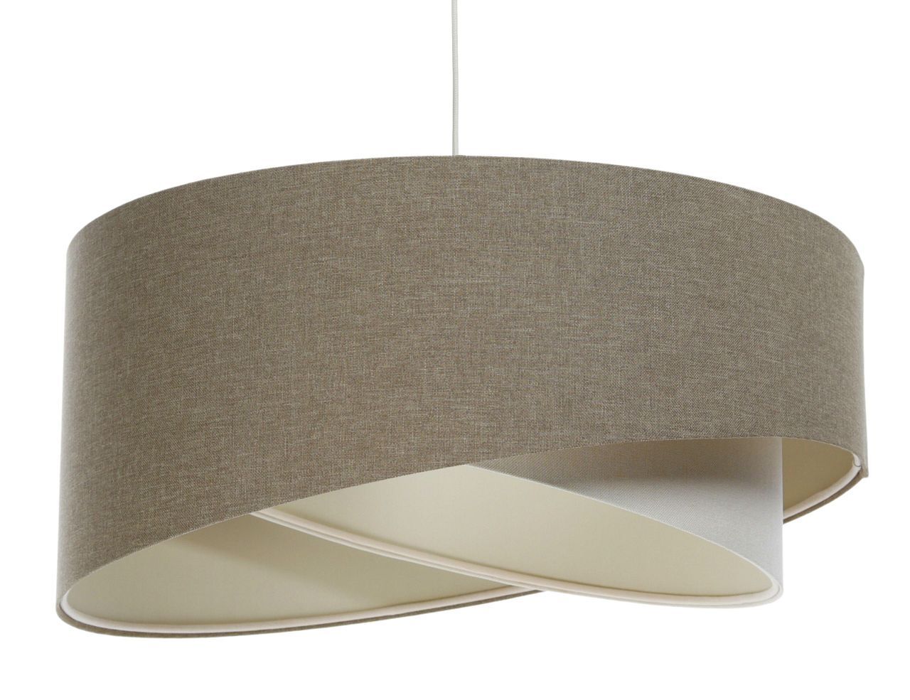 Hängelampe Stoff Ø 60 cm rund groß Braun Creme Modern Lampe, Lampenschirm