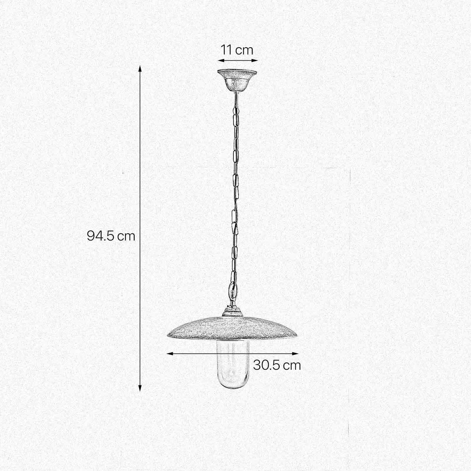 Außenlampe hängend IP44 E27 Ø 30,5 cm Echt-Messing