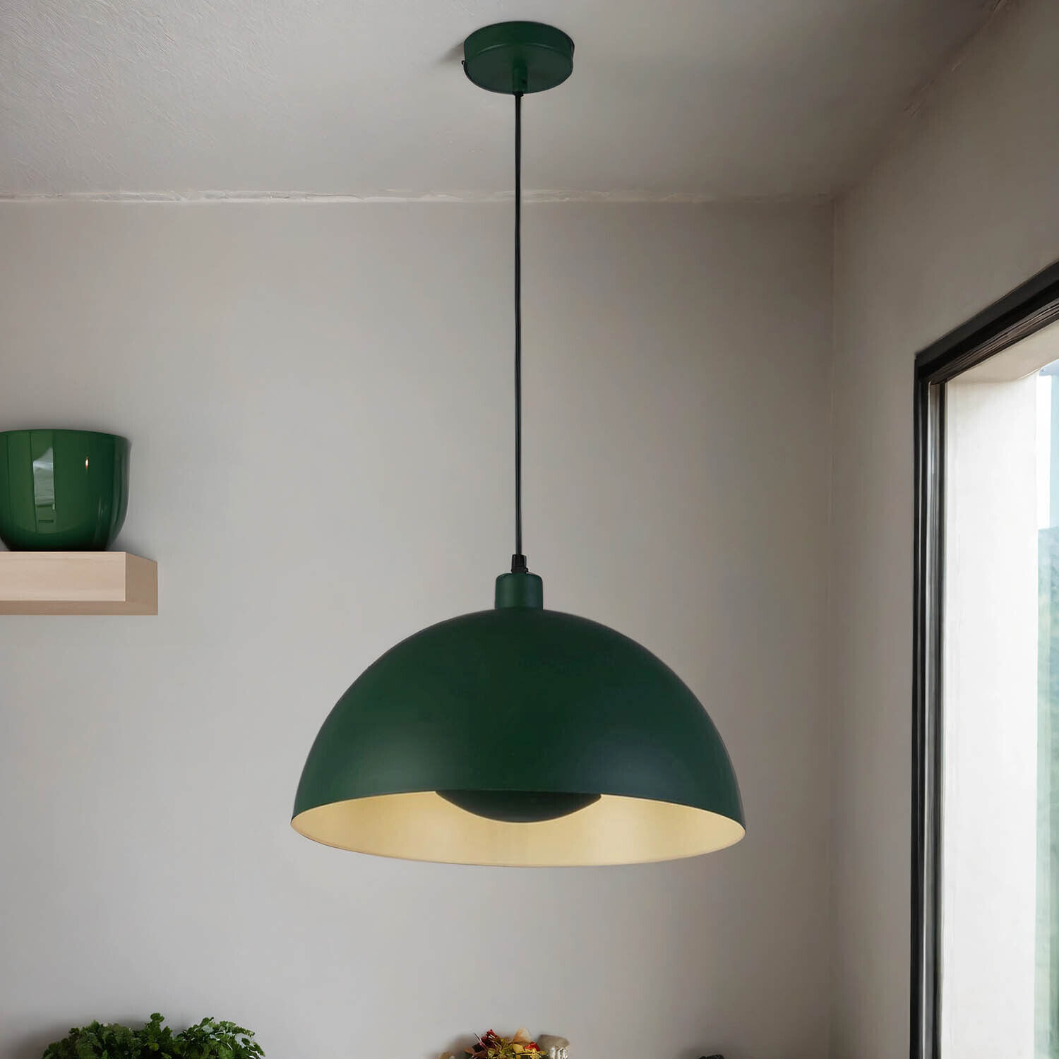 Metall Pendelleuchte in Grün E27 bis 60 W Ø25 cm Loft