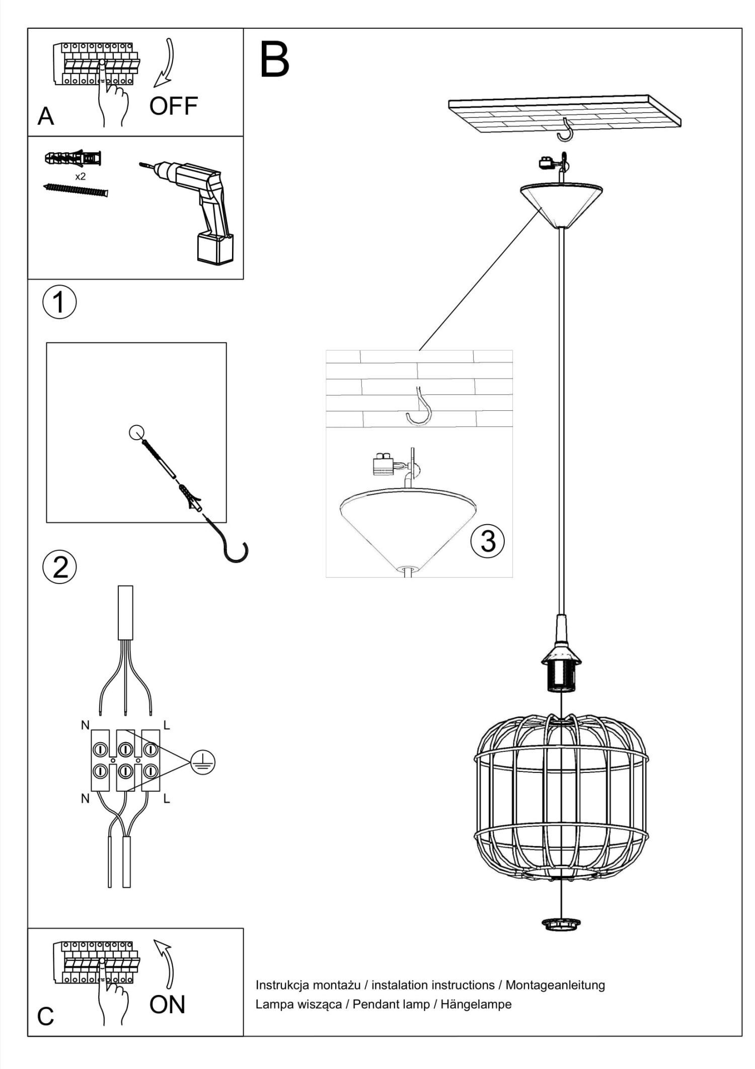 Pendelleuchte Schwarz Ø 23 cm E27 Metall MISAM