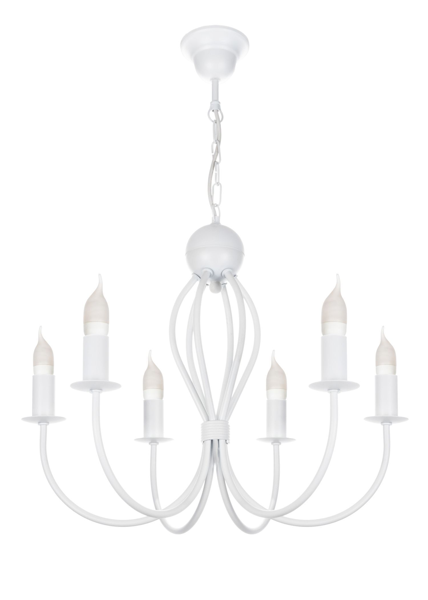 Weißer Kronleuchter Metall 6-flammig E14 Klassisch Chandelier, Lampe, Kronleuchter, 8-Flammig, Weiß