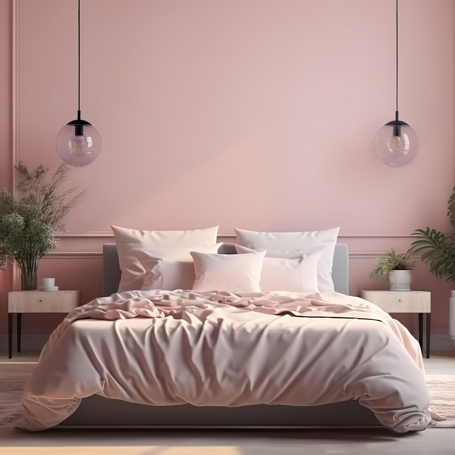 Pendelleuchte Glas Ø 25 cm Kugel H: max. 165 cm E27 Drinnen, Innenarchitektur, Mobiliar, Bett, Pflanze