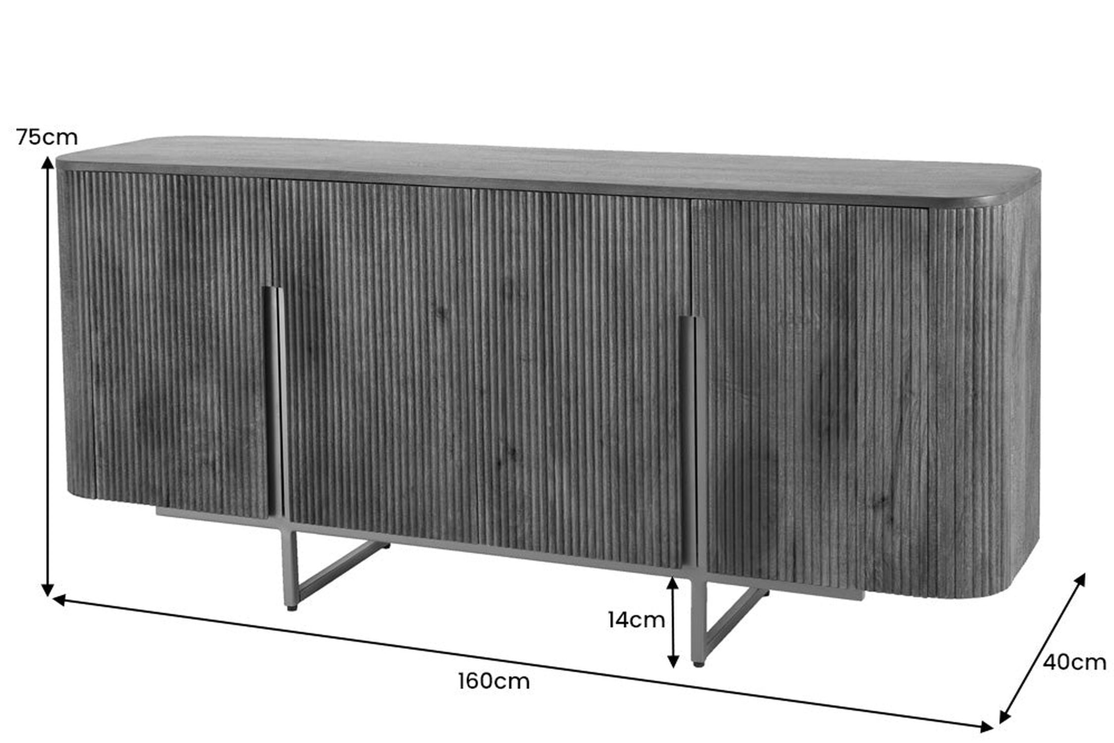 Sideboard Holz Metall 160 x 75 cm Art Déco Lamellen Design Moebel, Anrichte, Kabinett