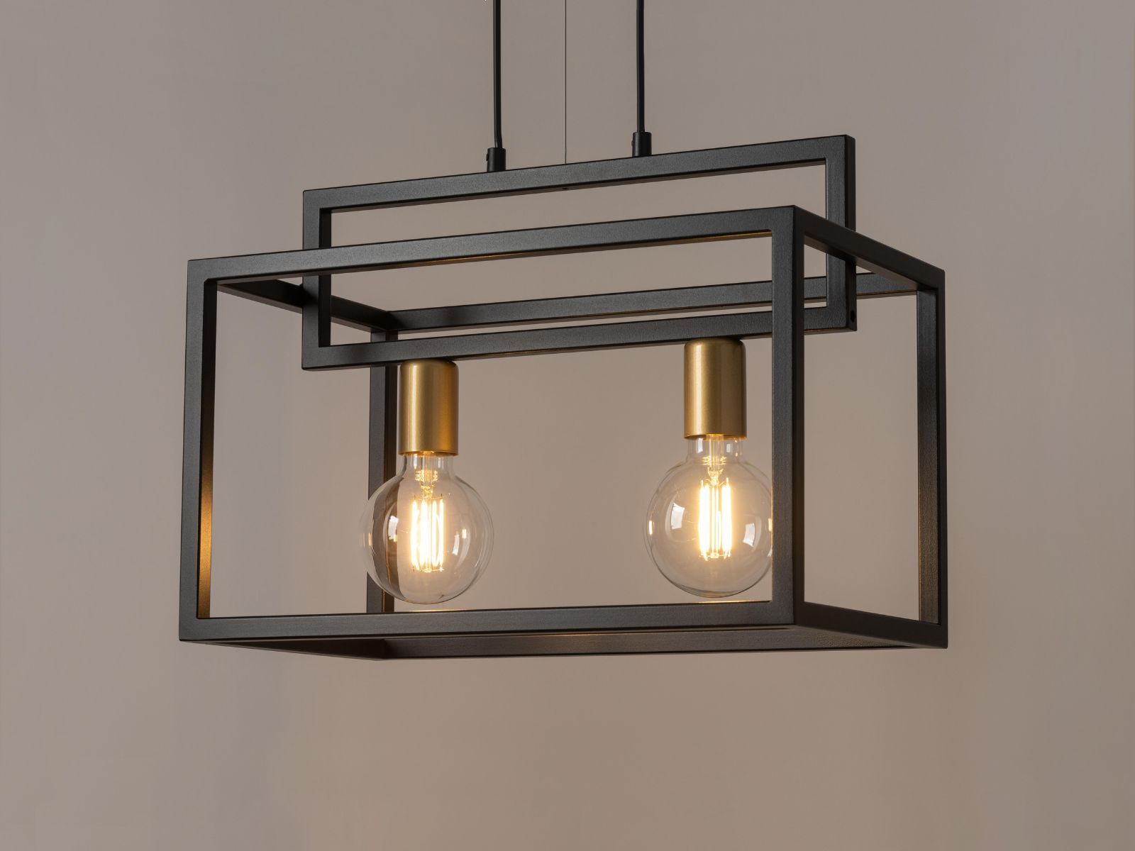 Metall Pendelleuchte Gold Schwarz L:45 cm E27 2-flammig