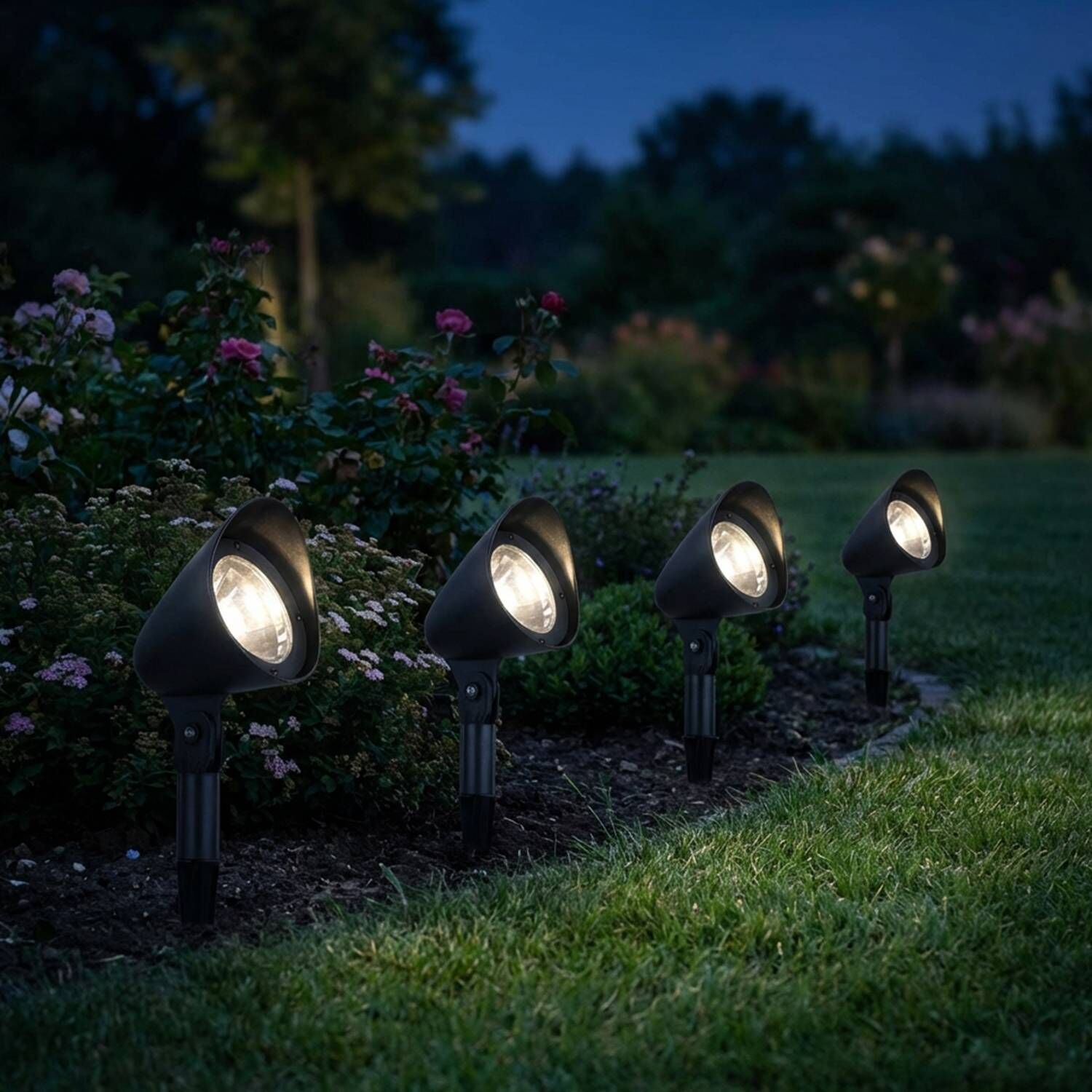 LED Gartenleuchte Erdspieß 4er Set Gartenbeleuchtung, Bodenspots, LED-Licht, Außenbeleuchtung, Spots