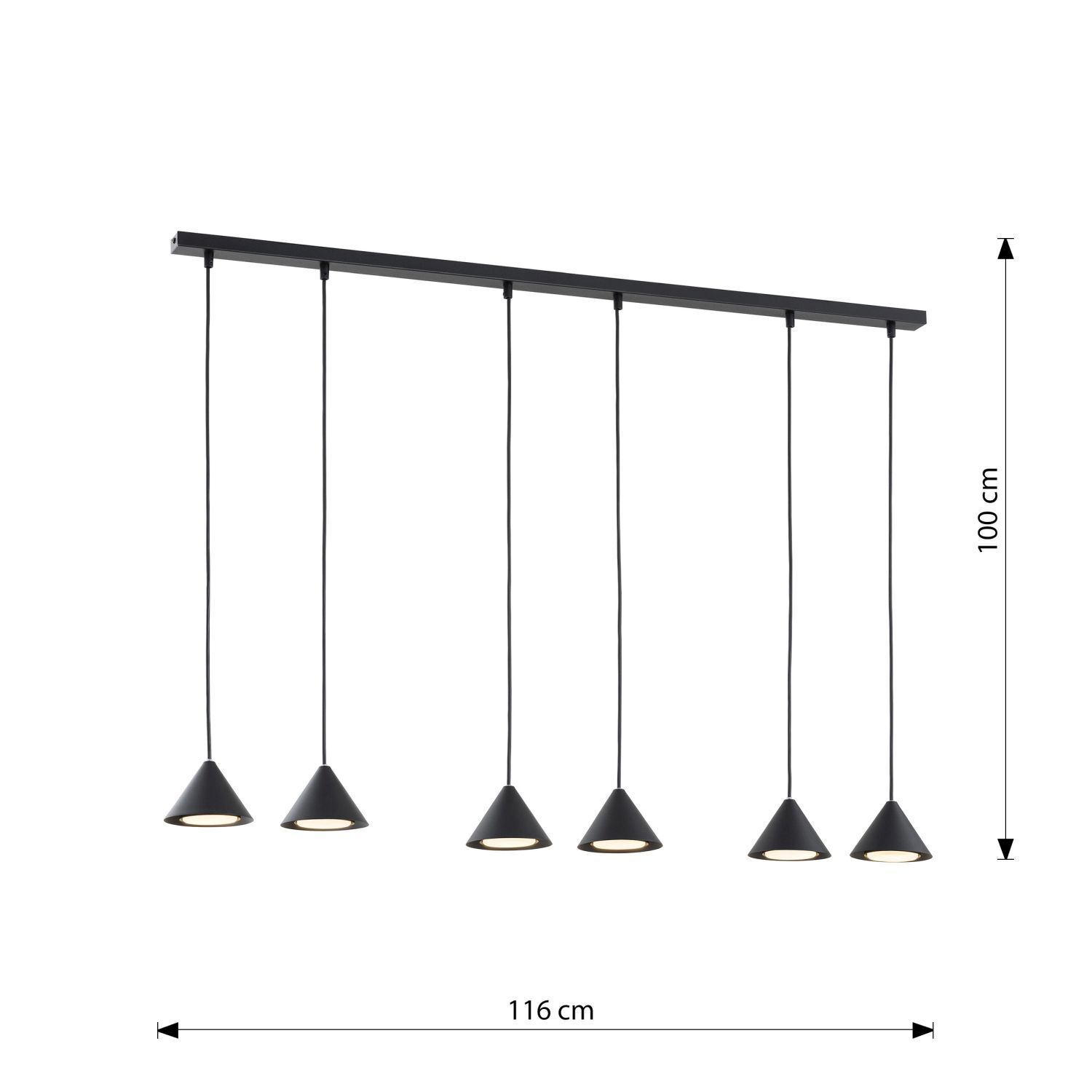Hängelampe Schwarz 116 cm lang 6x GX53 Metall MIRA