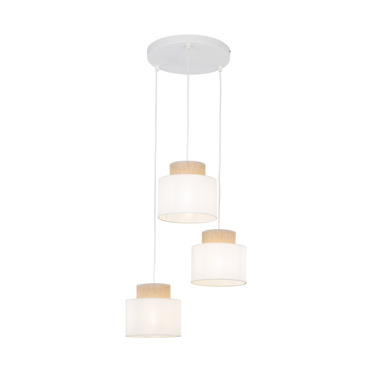 Pendelleuchte verstellbar Stoff Jute H: max. 1,1 m 3x E27