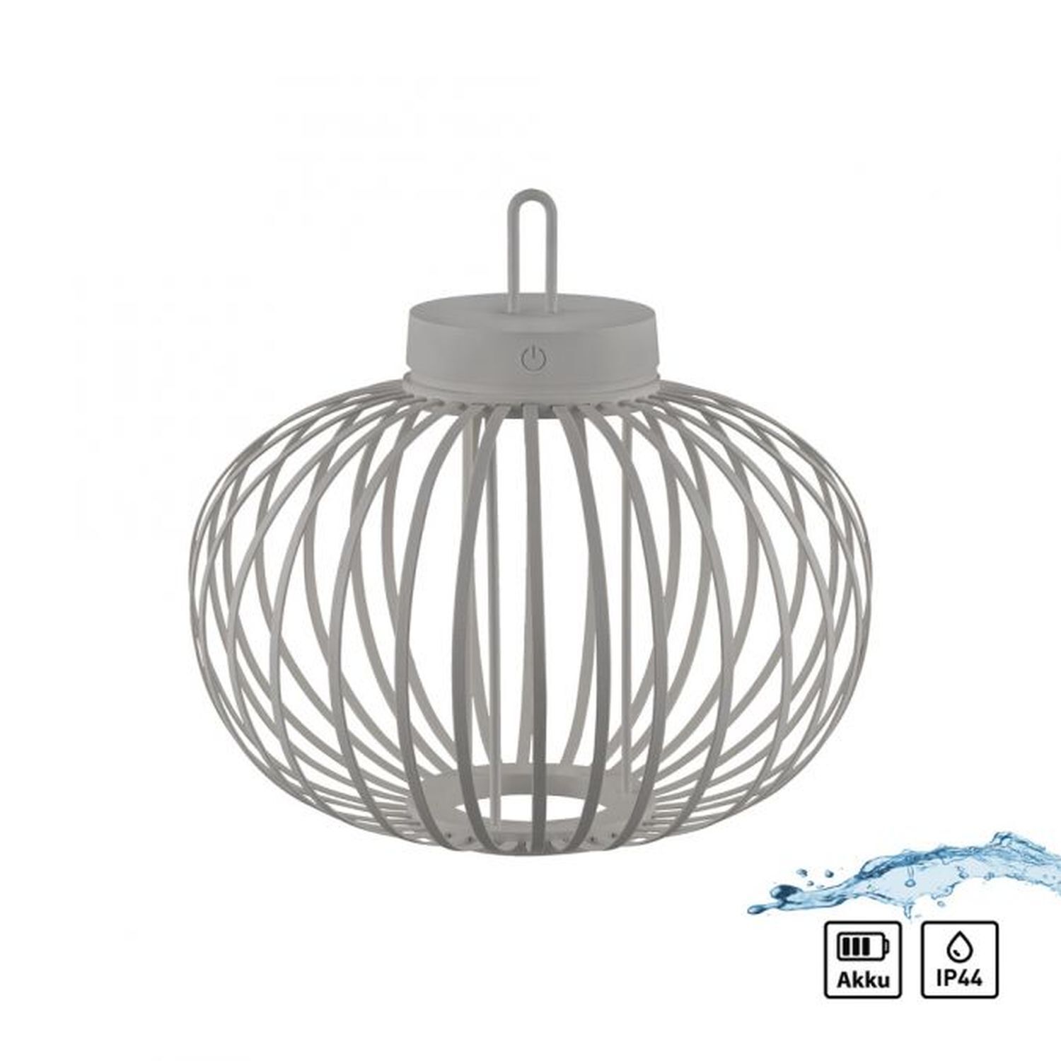 LED Akku Tischleuchte IP44 Schwarz dimmbar Touch 33 cm