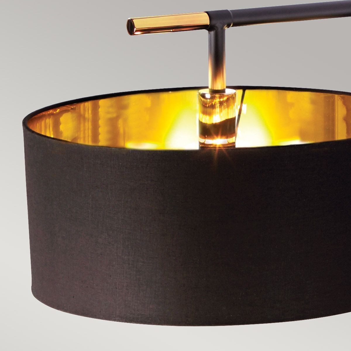 Stehleuchte Schwarz Messing 162 cm hoch E27 Stoff Metall Lampe