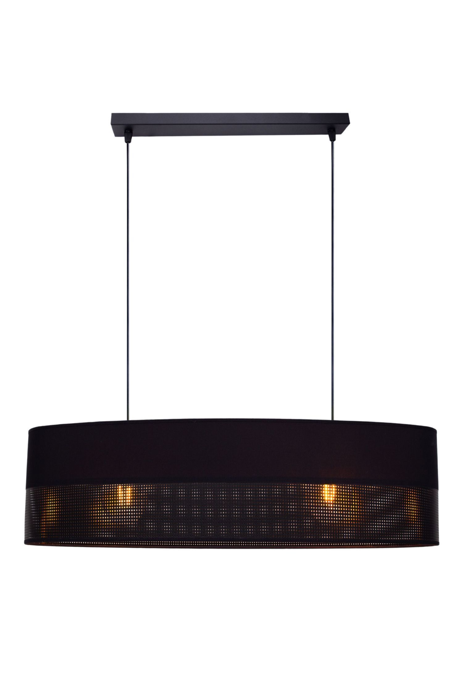 Gemütliche Hängelampe Stoff Schwarz 2-flammig E27 70 cm