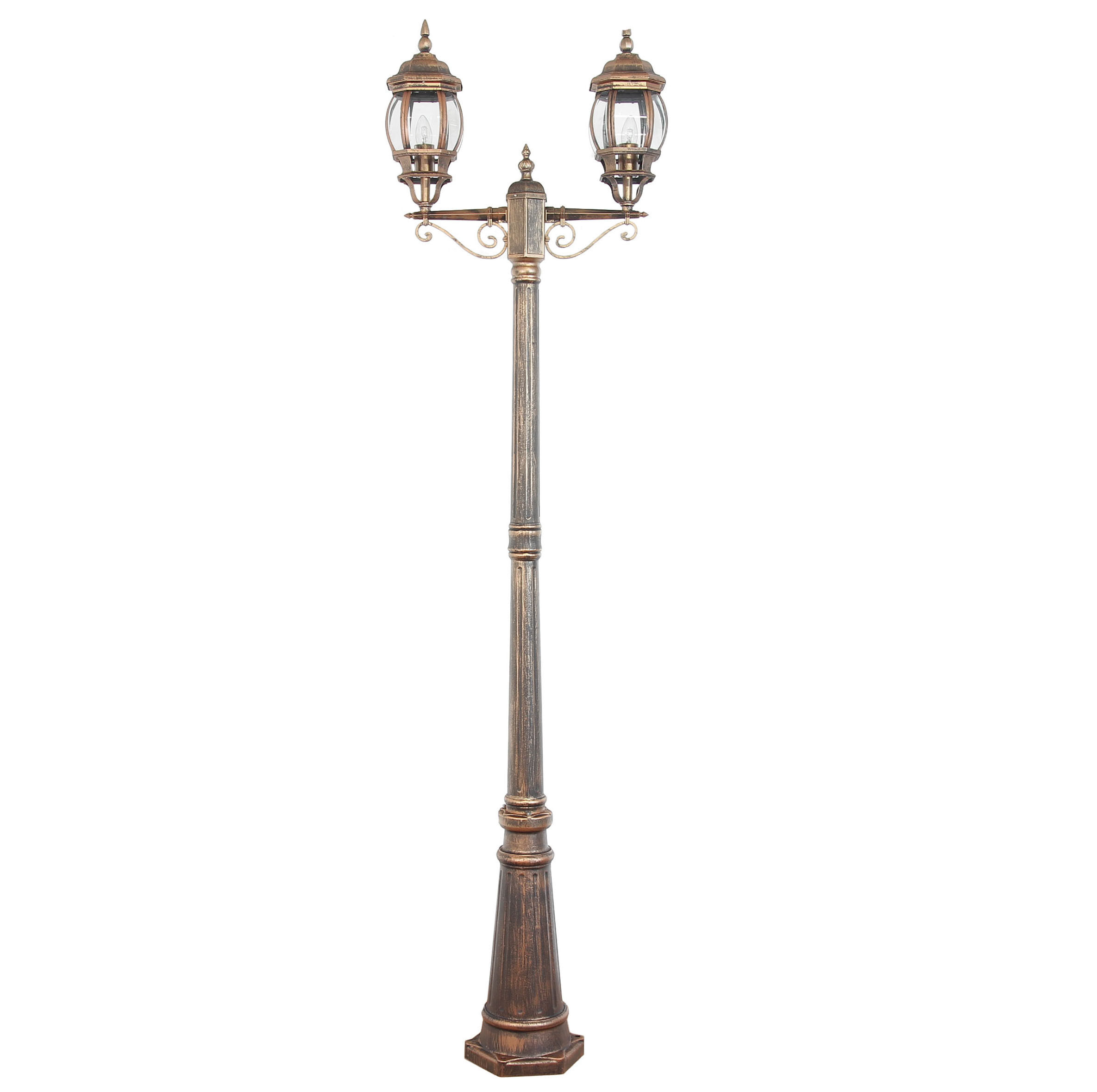 Rustikaler Kandelaber BREST Kupfer Antik 2 armig E27 Laternenpfahl