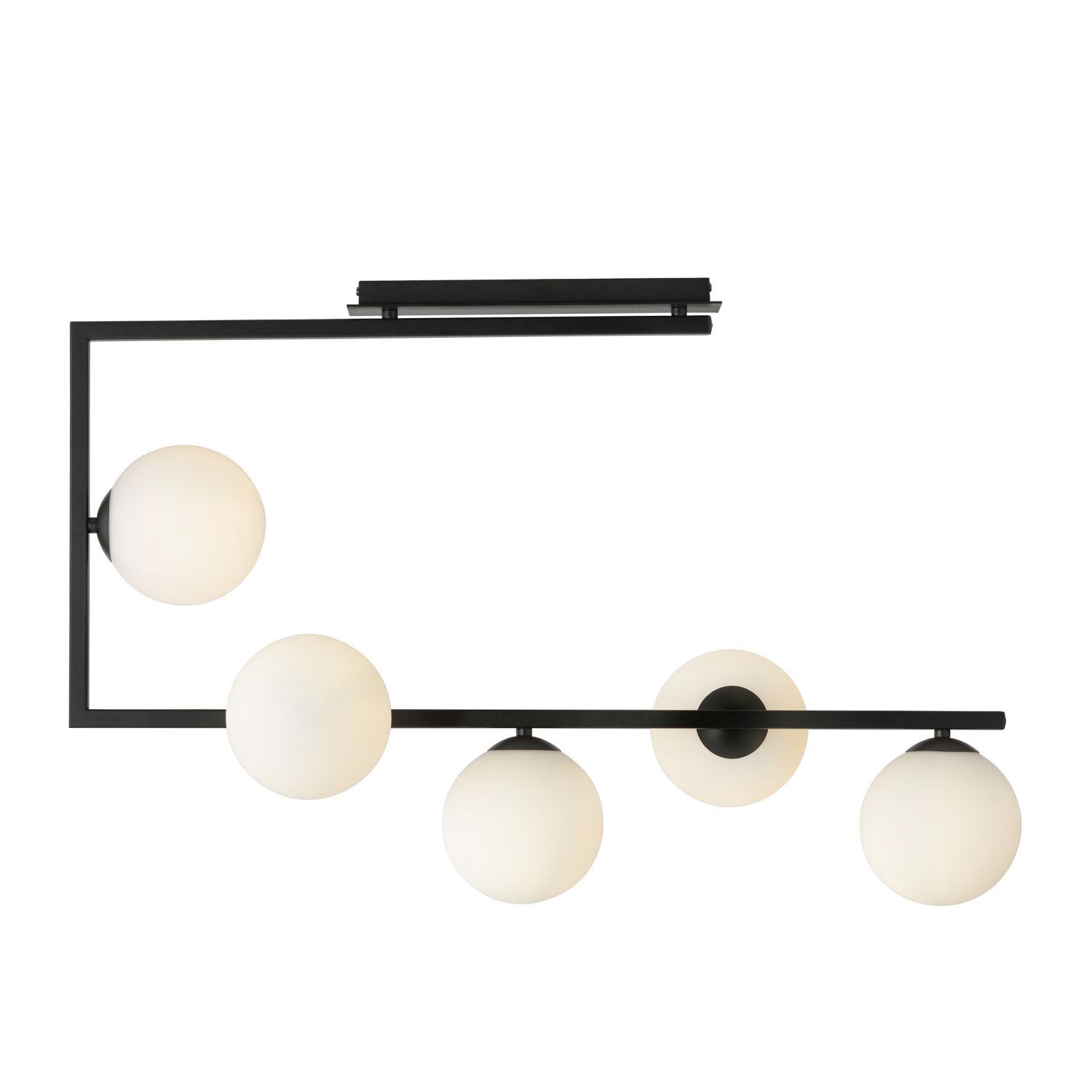 Deckenleuchte groß L: 83 cm H: 55 cm Metall Glas Schwarz Weiß