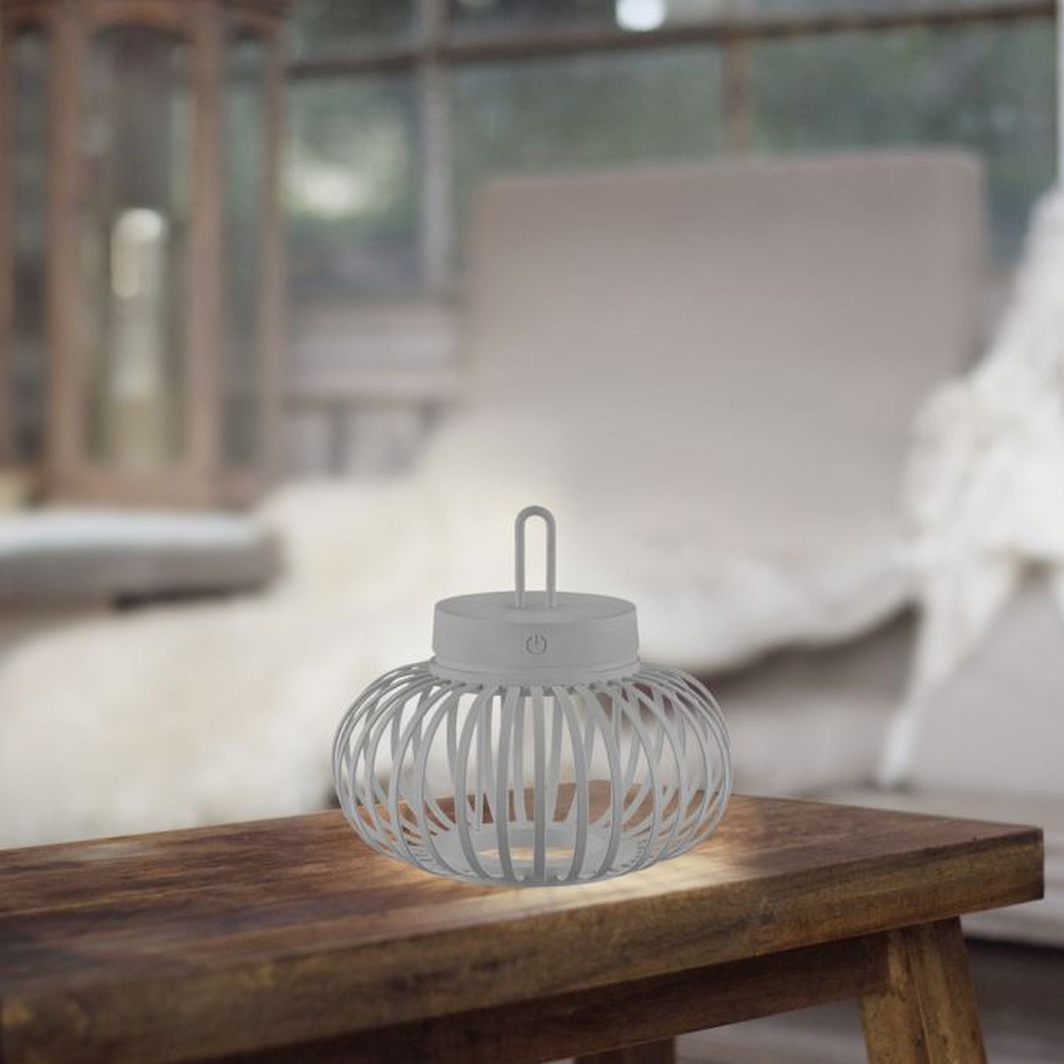 LED Akku Tischlampe Dimmer Touch 22 cm IP44 2 W Greige LED Akku Tischlampe Dimmer Touch 22 cm IP44 2 W Greige