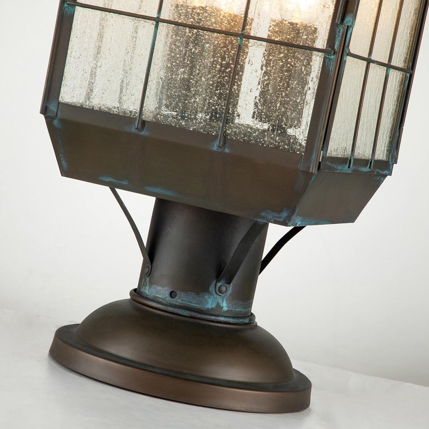 Sockelleuchte außen Messing massiv Glas 56,9 cm IP44 E14