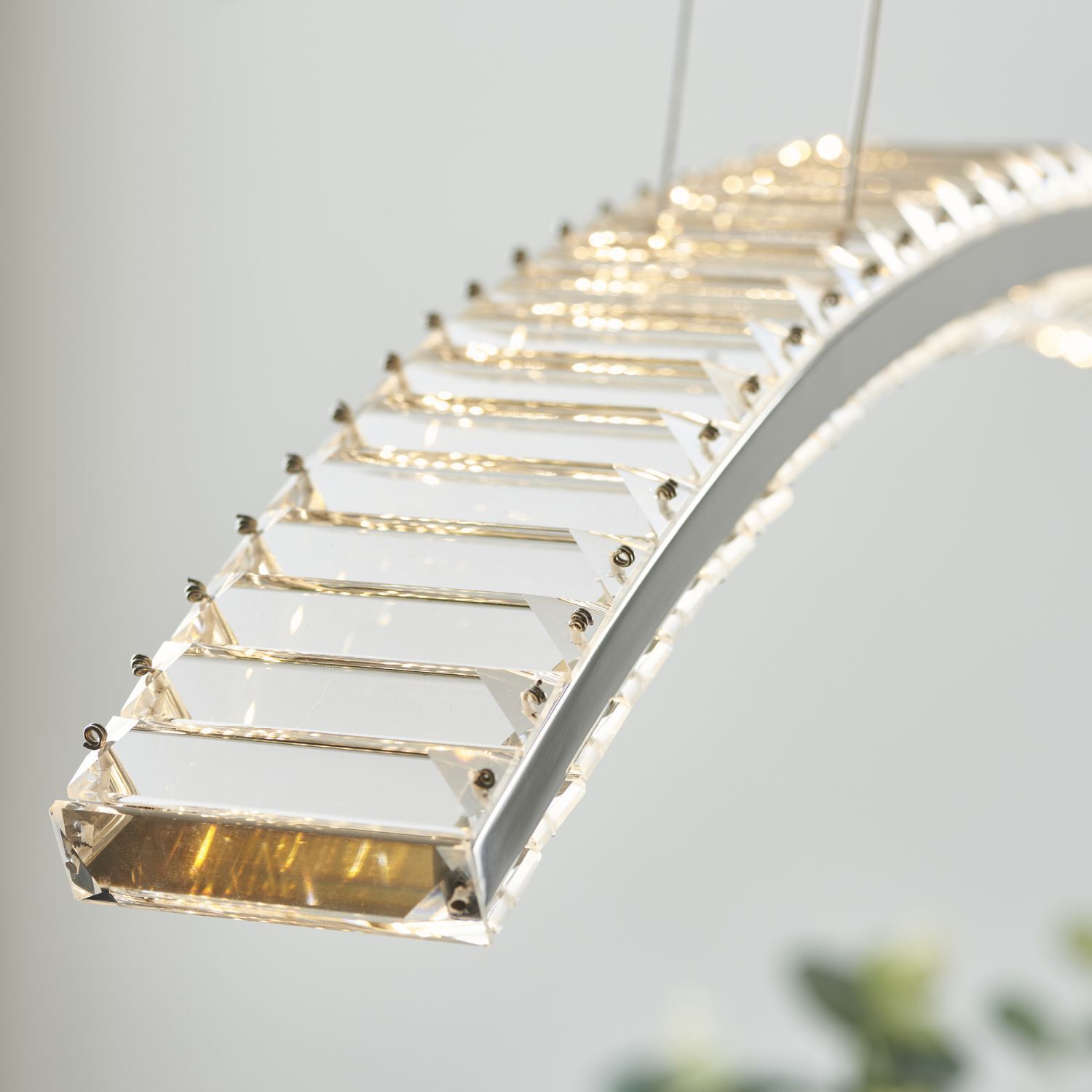 LED Hängelampe Kristall Metall 96 cm lang Welle Chrom 3000 K
