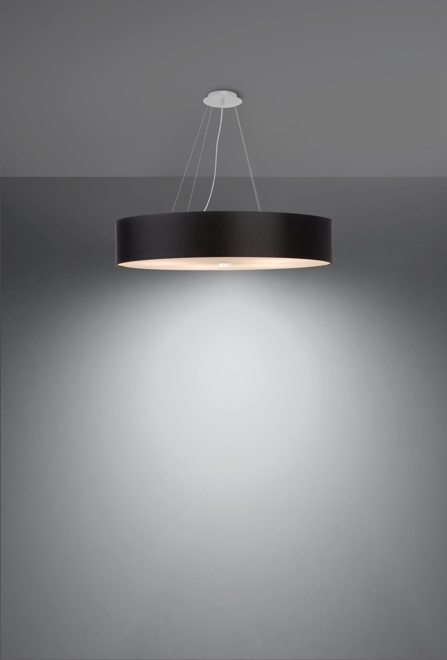 Hängelampe rund Ø 70 cm blendarm Stoff Glas 6x E27