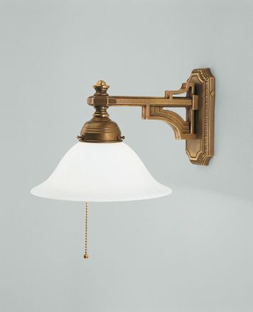 Blendarme Wandlampe Messing Glas E27 Zugschalter
