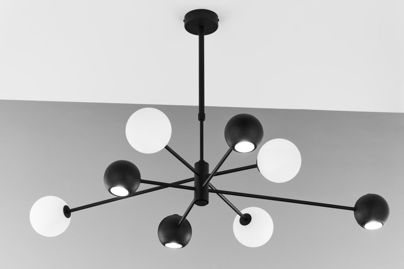 XXL Deckenleuchte Schwarz Metall Glas 100 cm G9 GU10