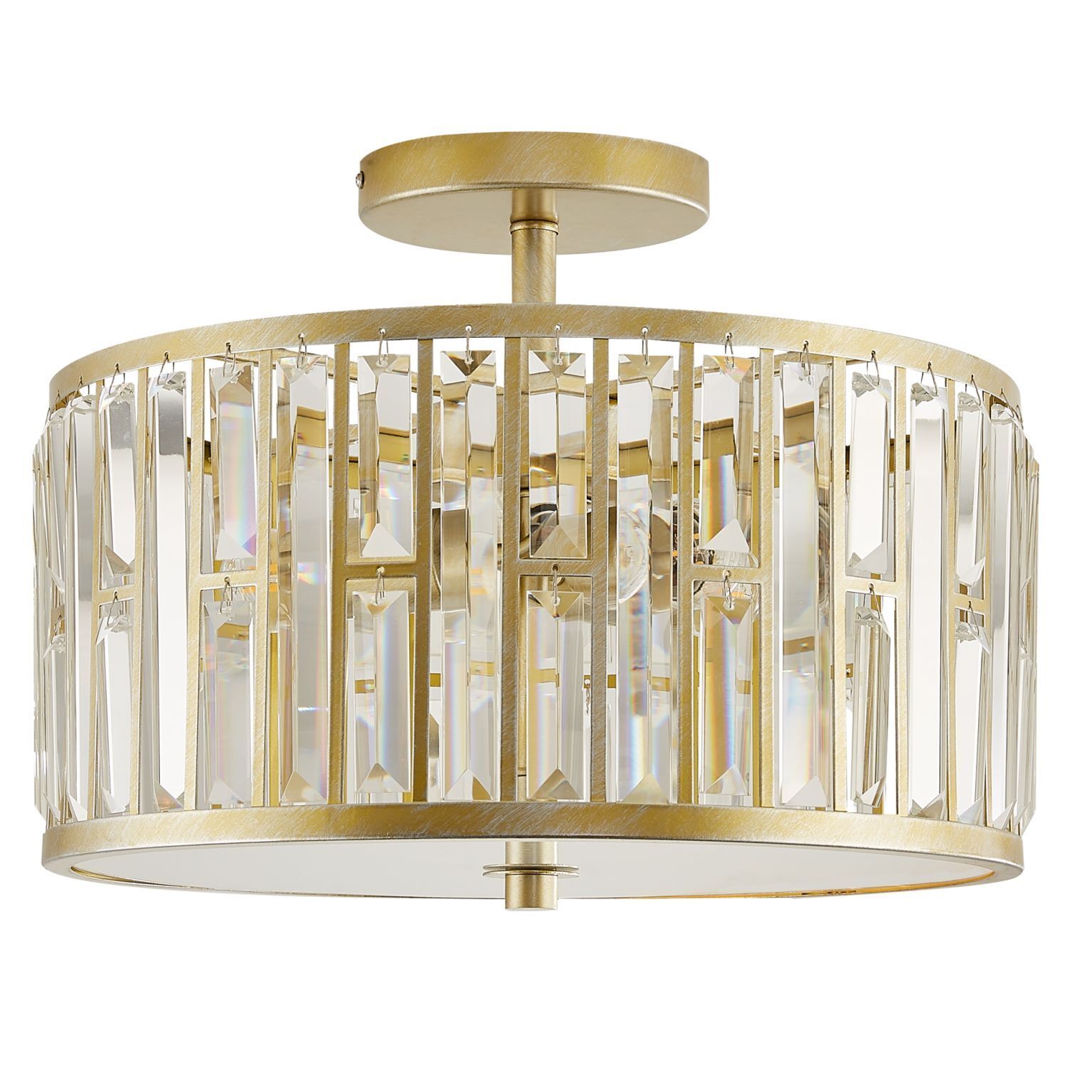 Deckenleuchte Kristall Metall D: 40,5 cm rund 3x E27 Leuchter, Lampe, Deckenleuchte