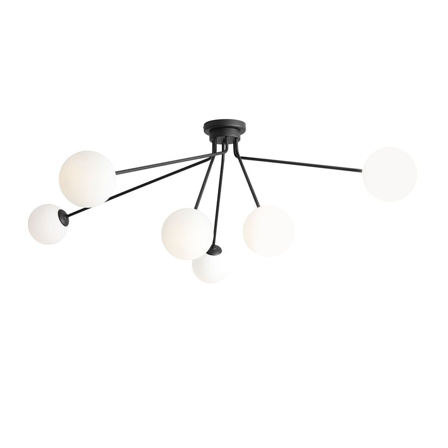 Große Deckenlampe Glas Metall Schwarz L:123 cm 6-flammig