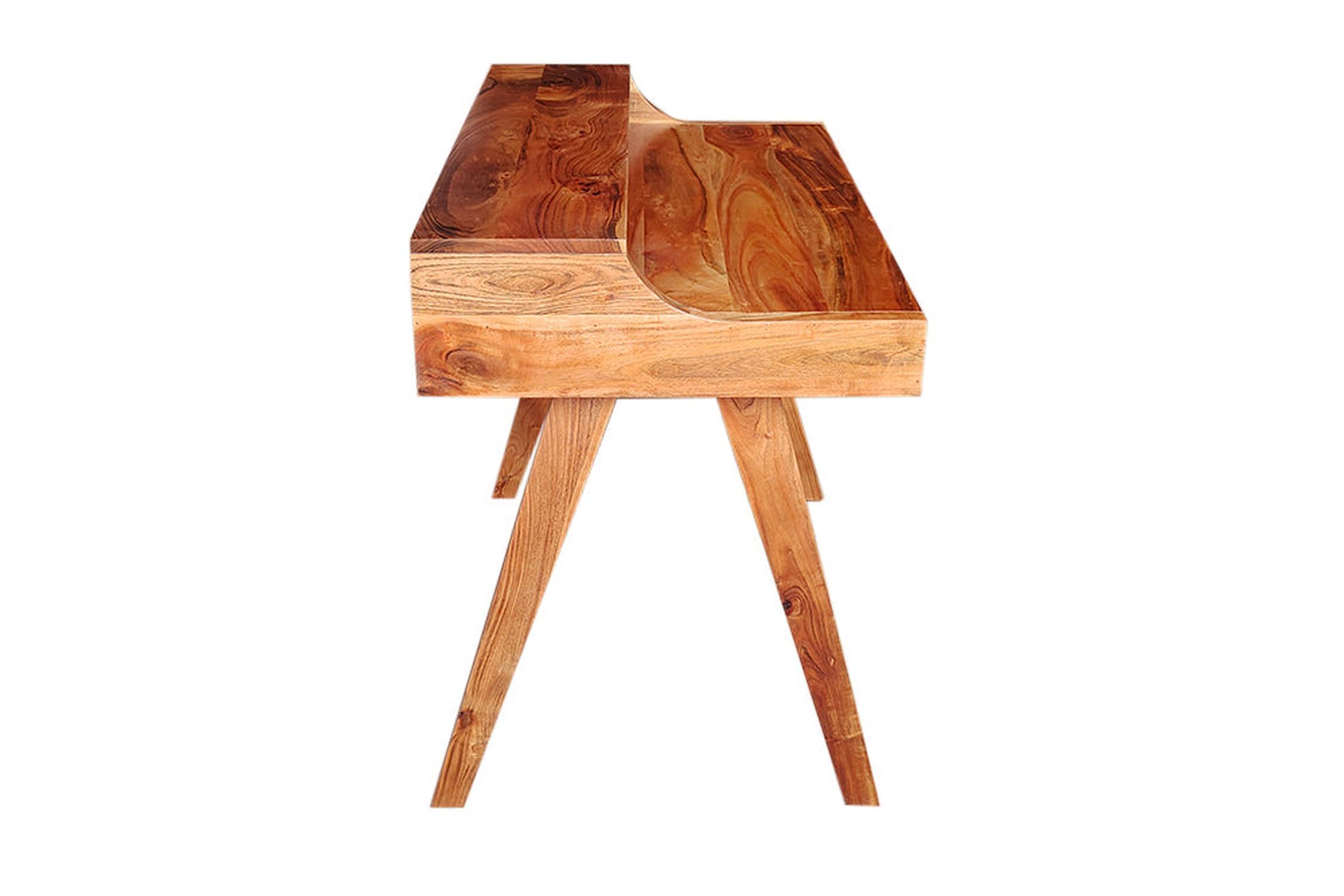 Schreibtisch mit Schublade Akazienholz in Natur 100x84 cm Holz, Mobiliar, Tabelle, Hartholz, Gebeiztes Holz