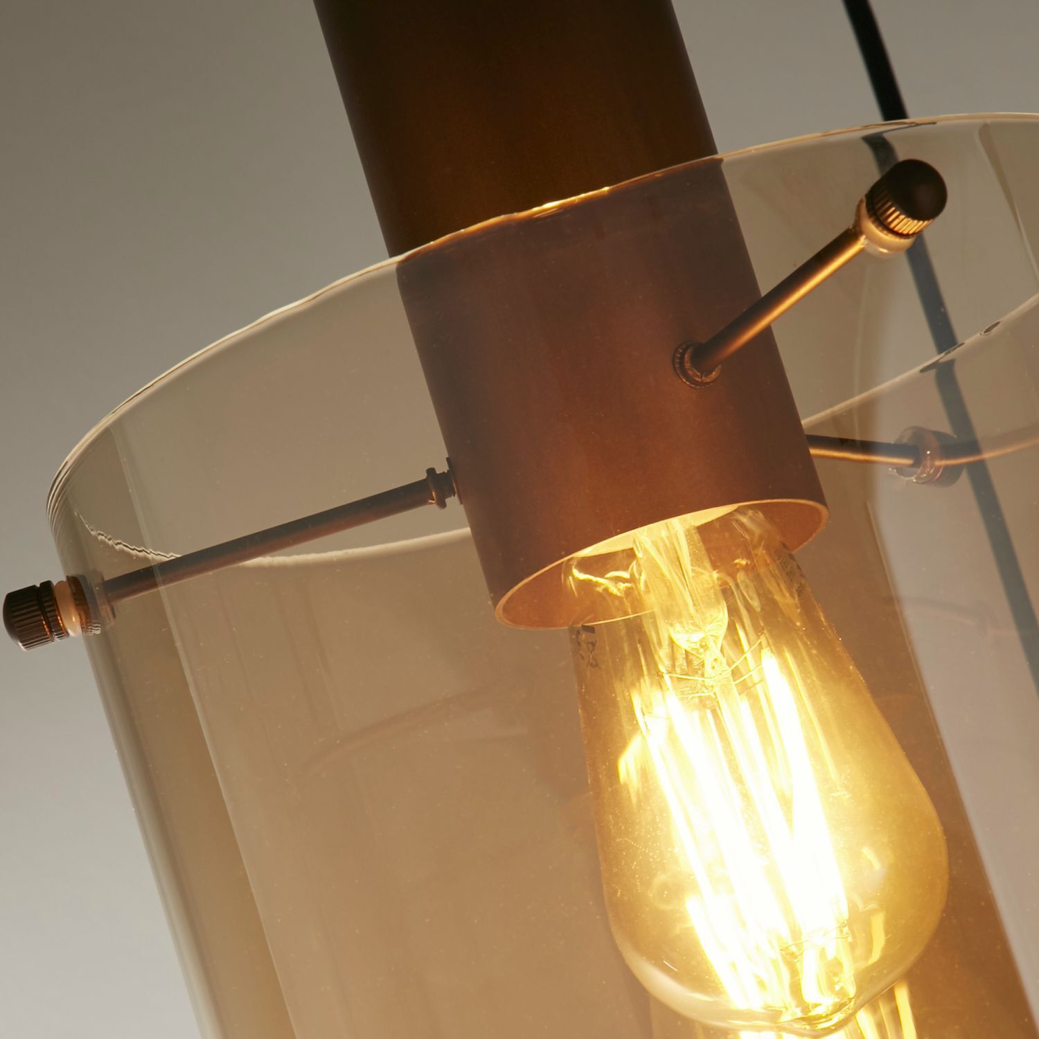 Hängeleuchte 3-flammig Braun Bernstein E27 D: 47 cm