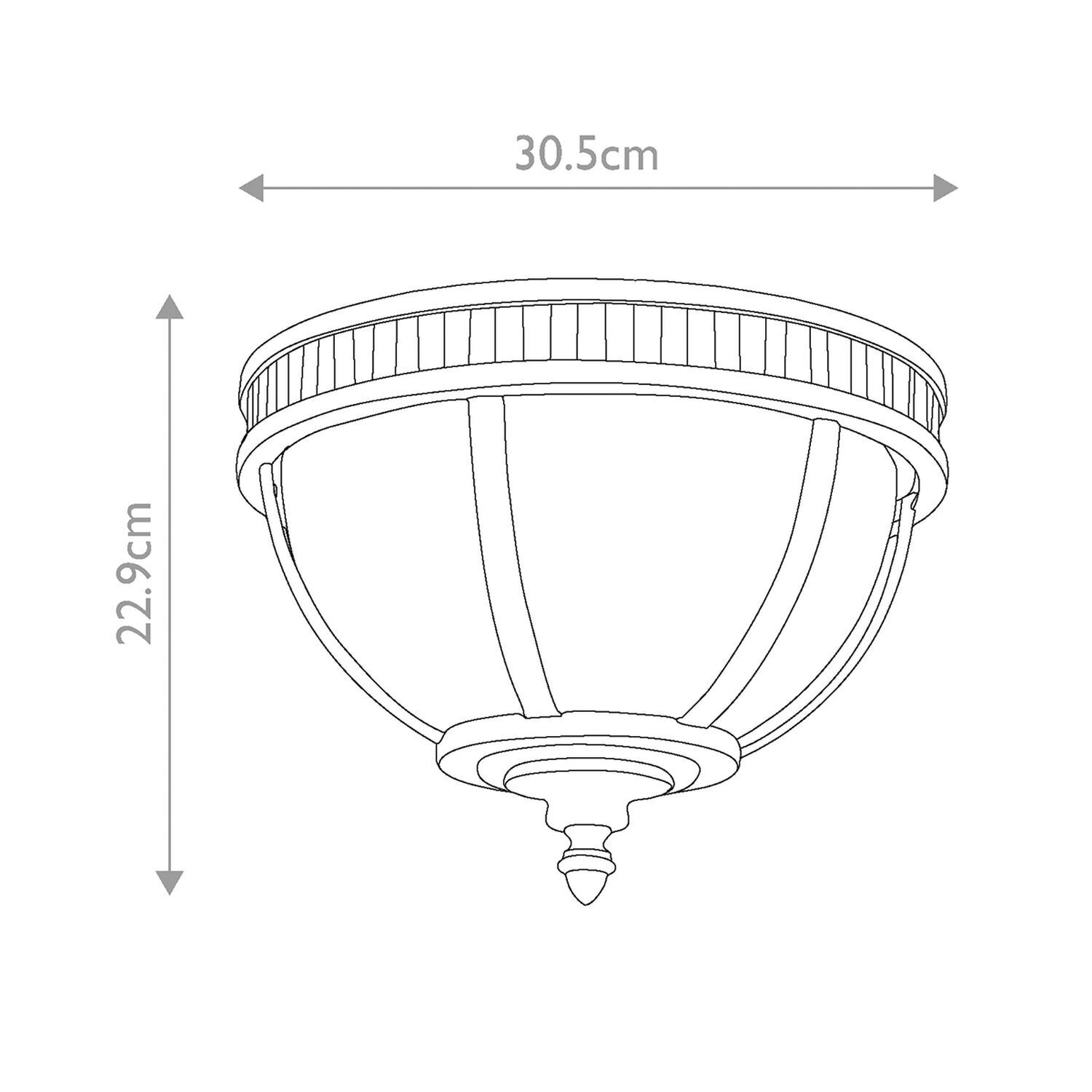 Außenlampe Decke rund B: 30,5 cm 3x E14 IP44 Vintage Leuchter, Lampe
