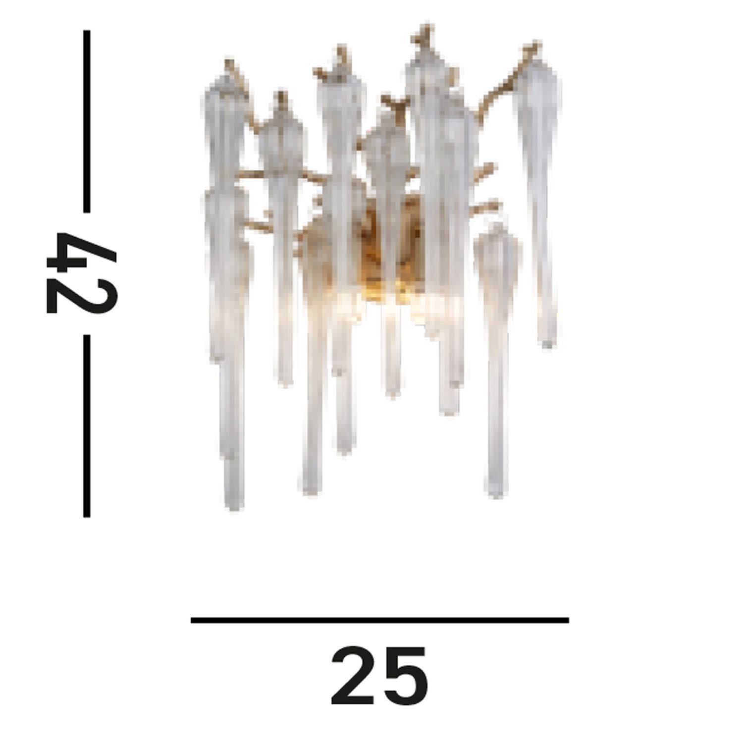 Wandleuchte Glas Metall in Gold H:42 cm G9 2-flammig